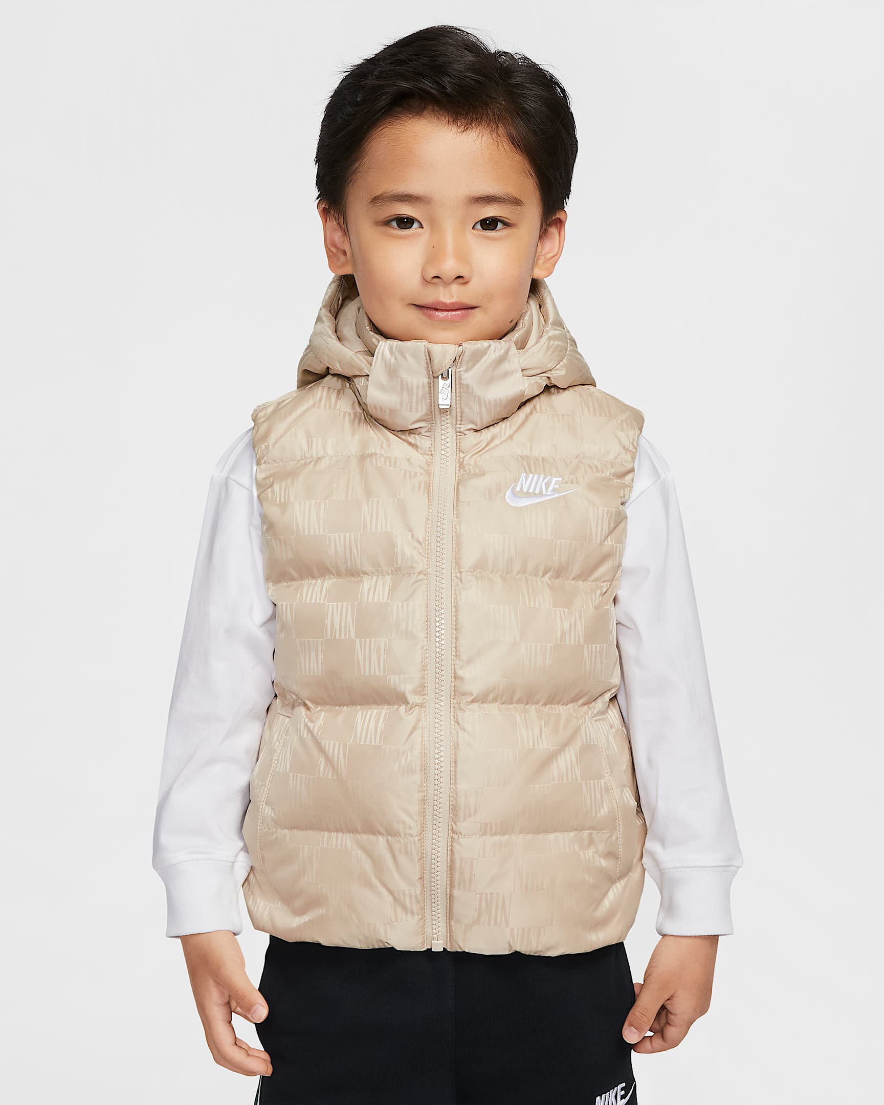 Nike 幼童羽绒提花马甲 - 沙堆白