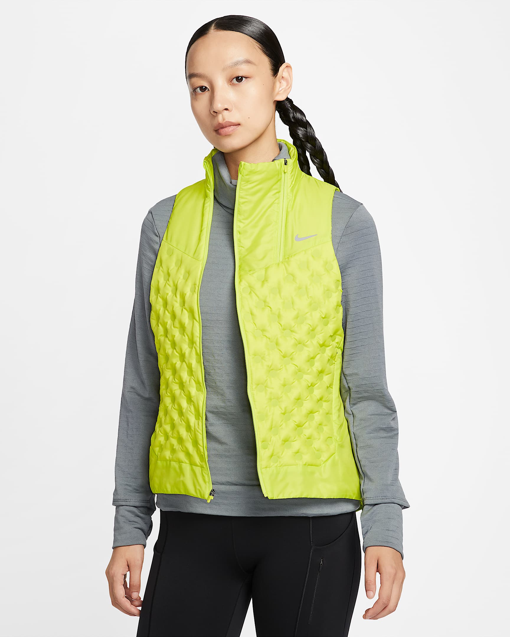 Nike Therma-FIT ADV Repel AeroLoft 女子拒水羽绒拼接跑步马甲 - 明黄