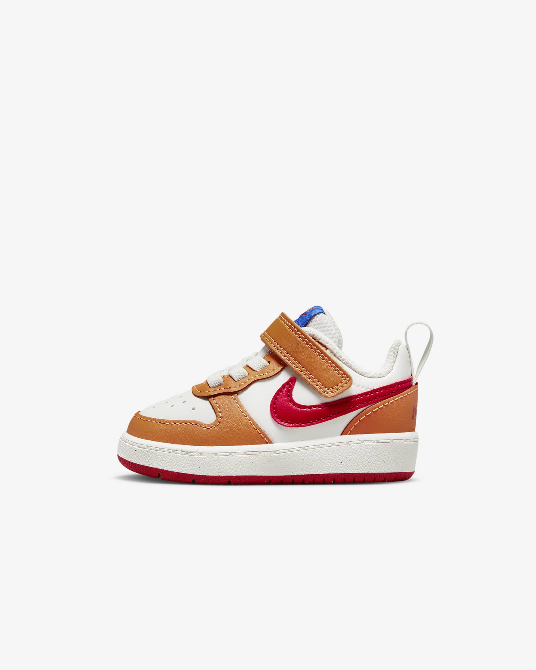 Nike Court Borough Low 2 耐克酷菠萝婴童运动鞋 - 帆白/热辣咖喱黄/游戏宝蓝/大学红