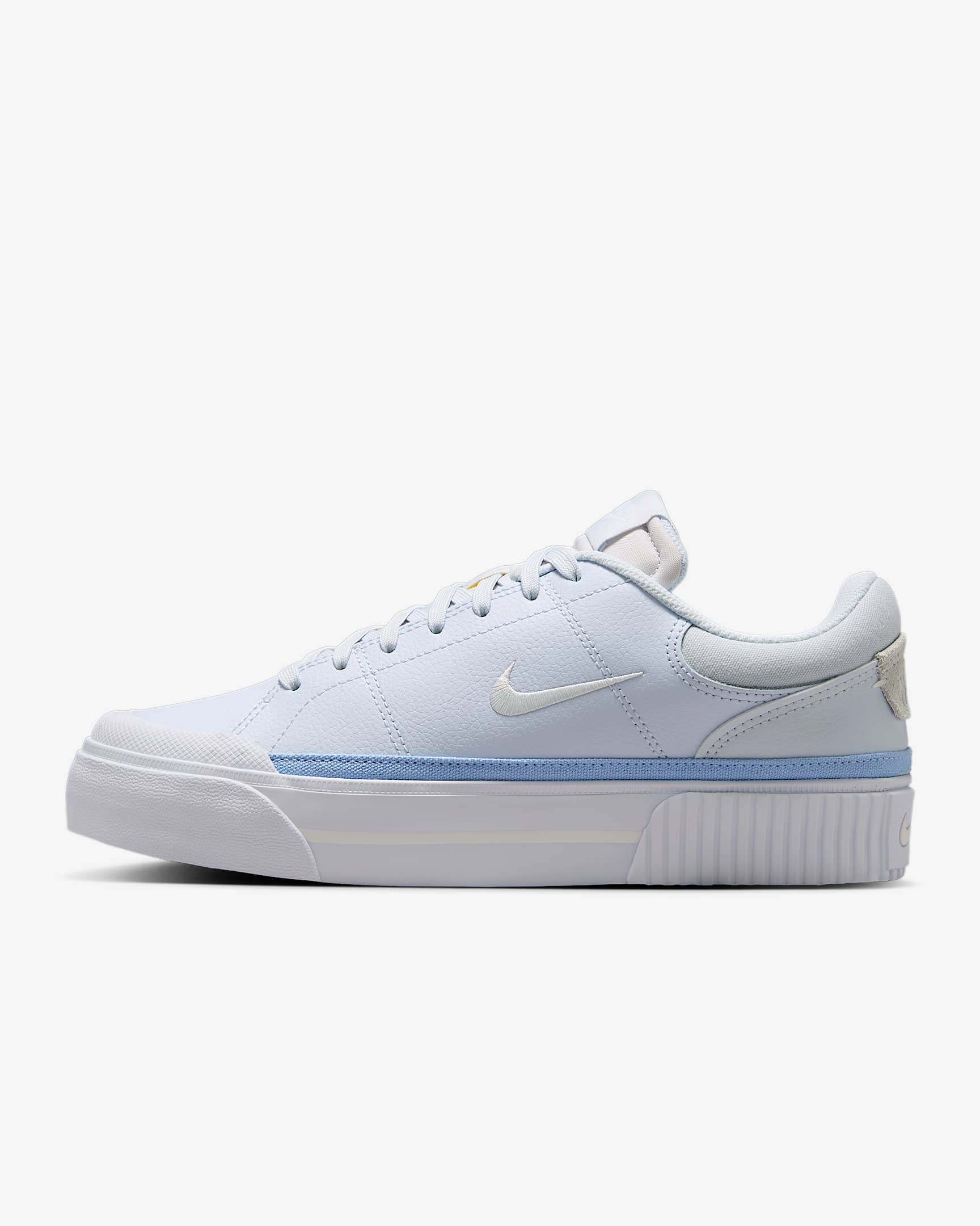 Nike Court Legacy Lift 女子厚底增高运动鞋 - 足球灰/铝蓝/白色/山峰白