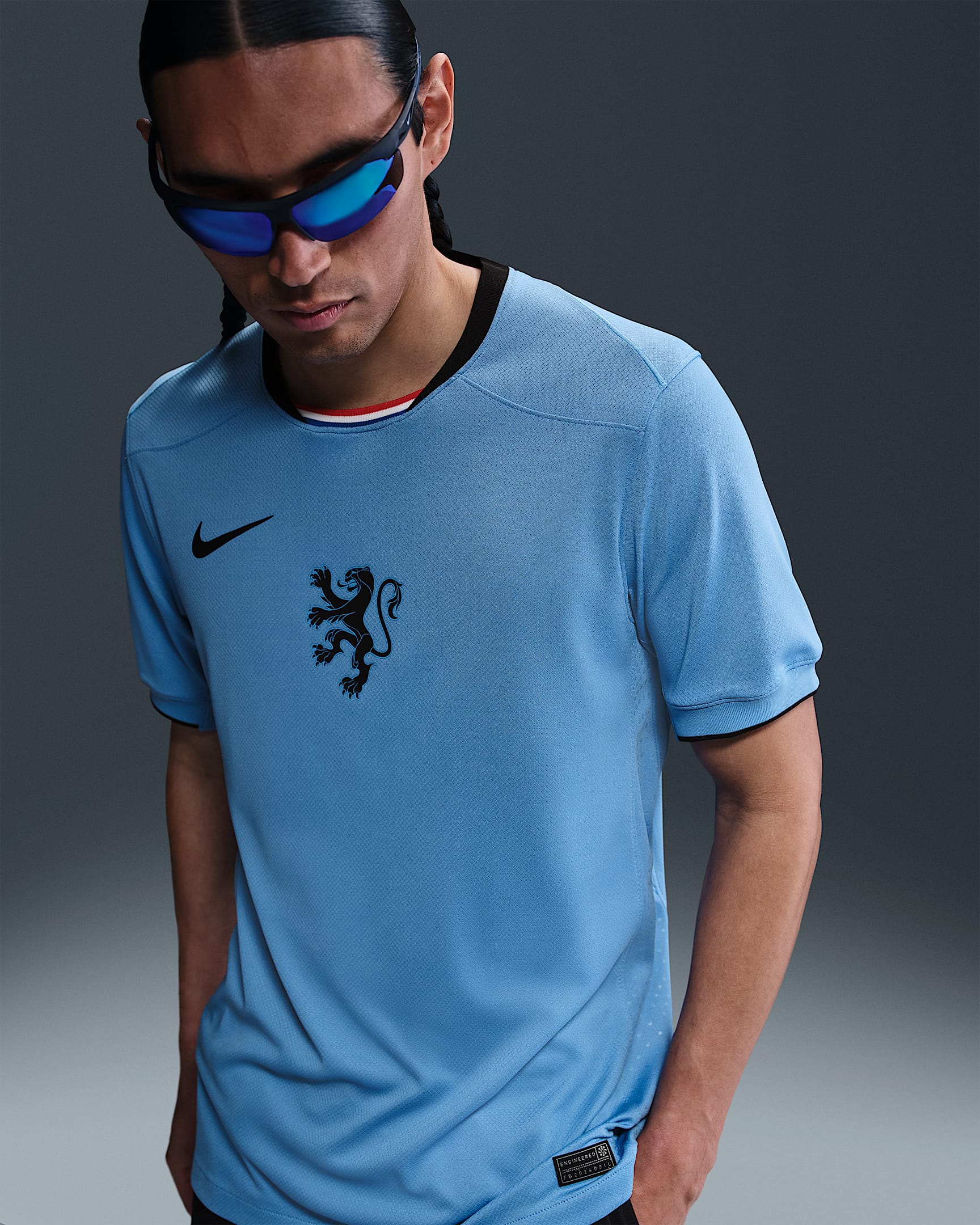 2025 赛季荷兰队客场球迷版 Nike Dri-FIT 男子速干足球球衣 - 张扬蓝/黑