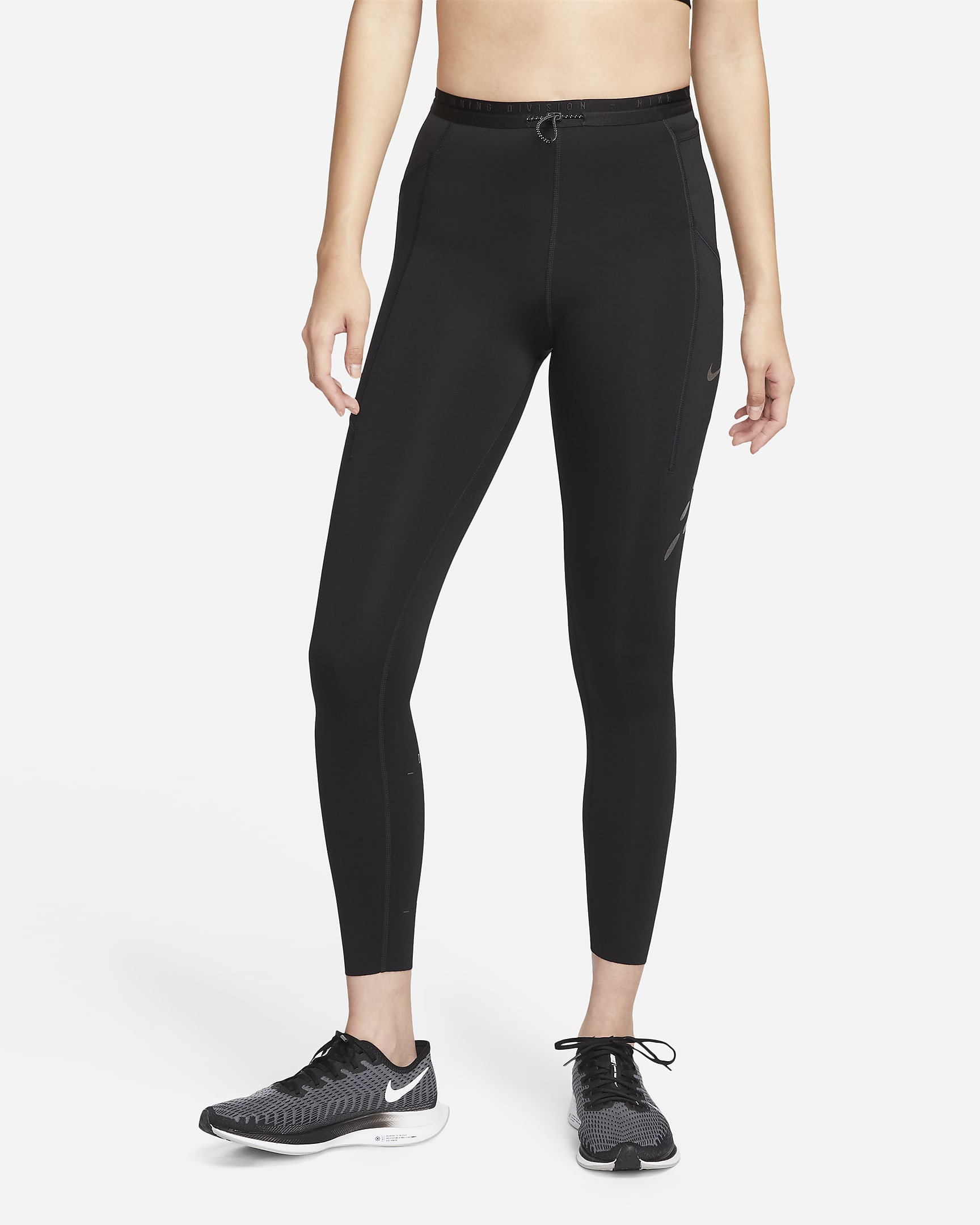 Nike Dri-FIT Run Division 女子中腰跑步紧身裤 - 黑/黑