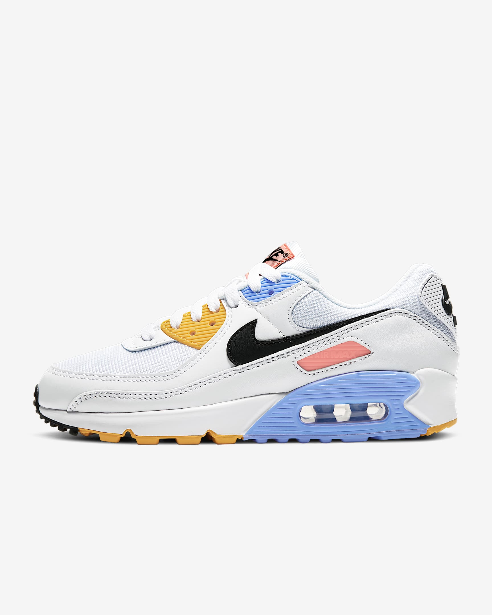 Nike Air Max 90 女子运动鞋 - 白色/白金色/日晕黄/黑