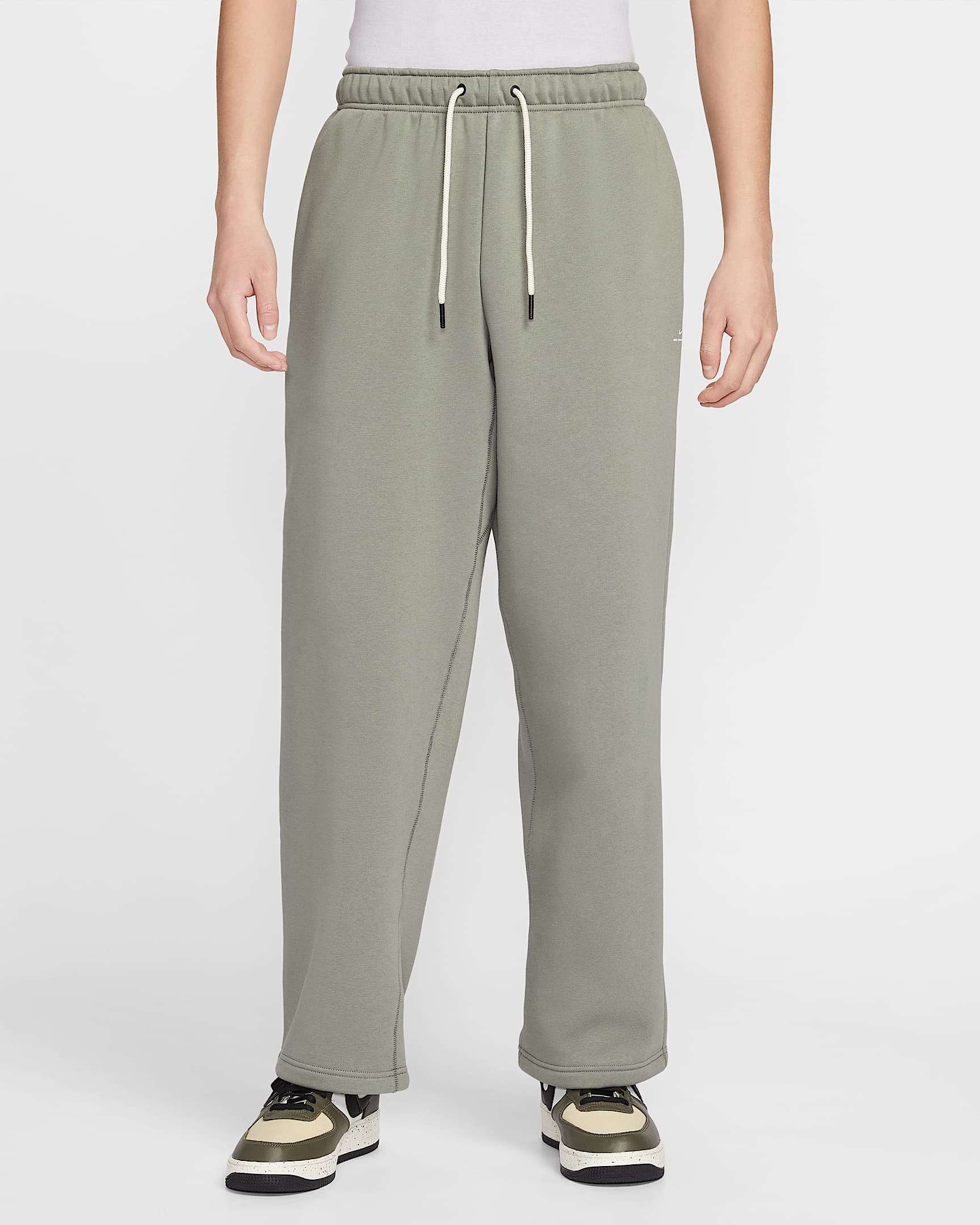 Nike Standard Issue Therma-FIT 耐克篮球小标系列男子加绒直筒篮球长裤 - 暗泥灰/淡象牙白