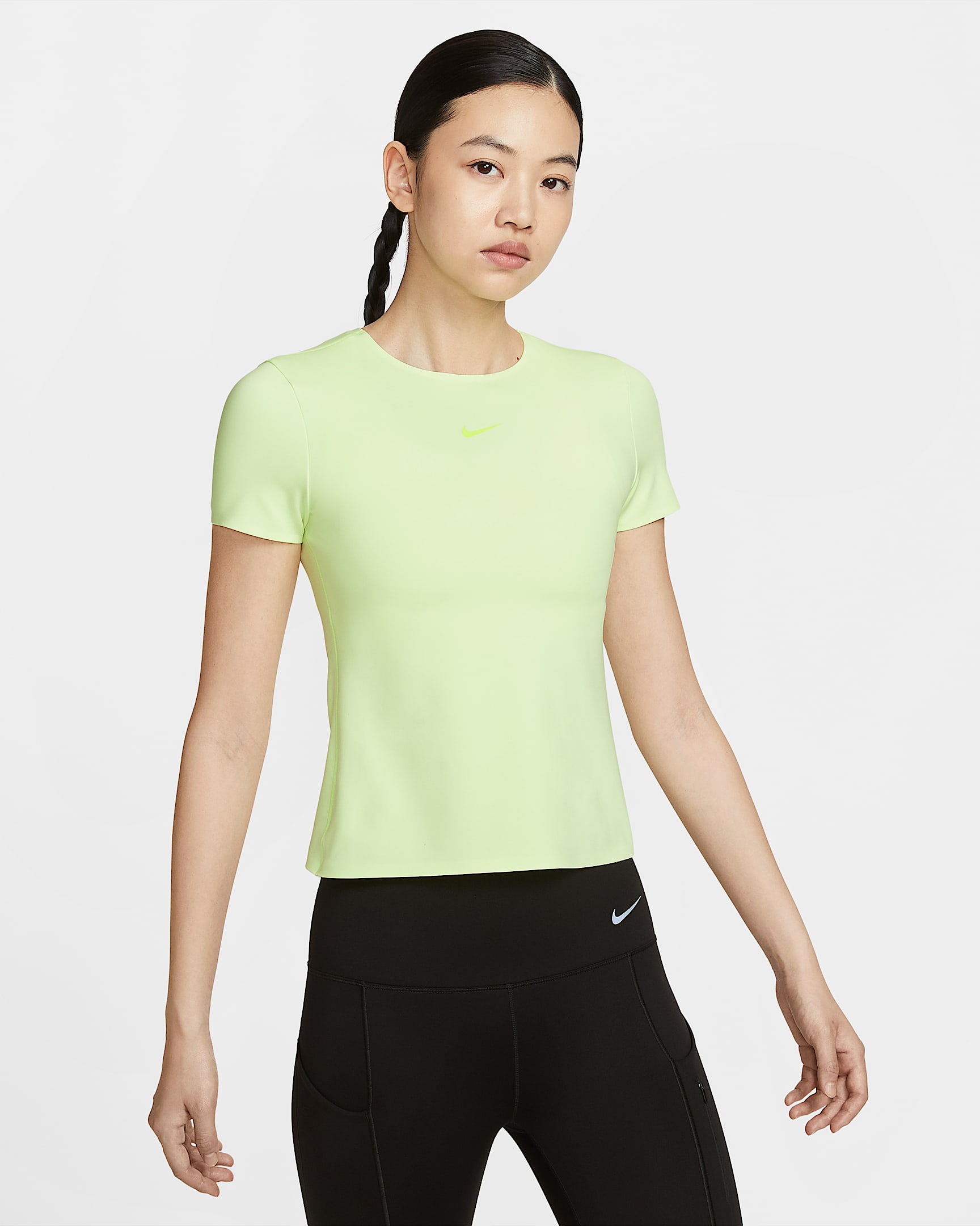 Nike Form 女子速干短袖上衣 - 微黄绿/荧光冰黄