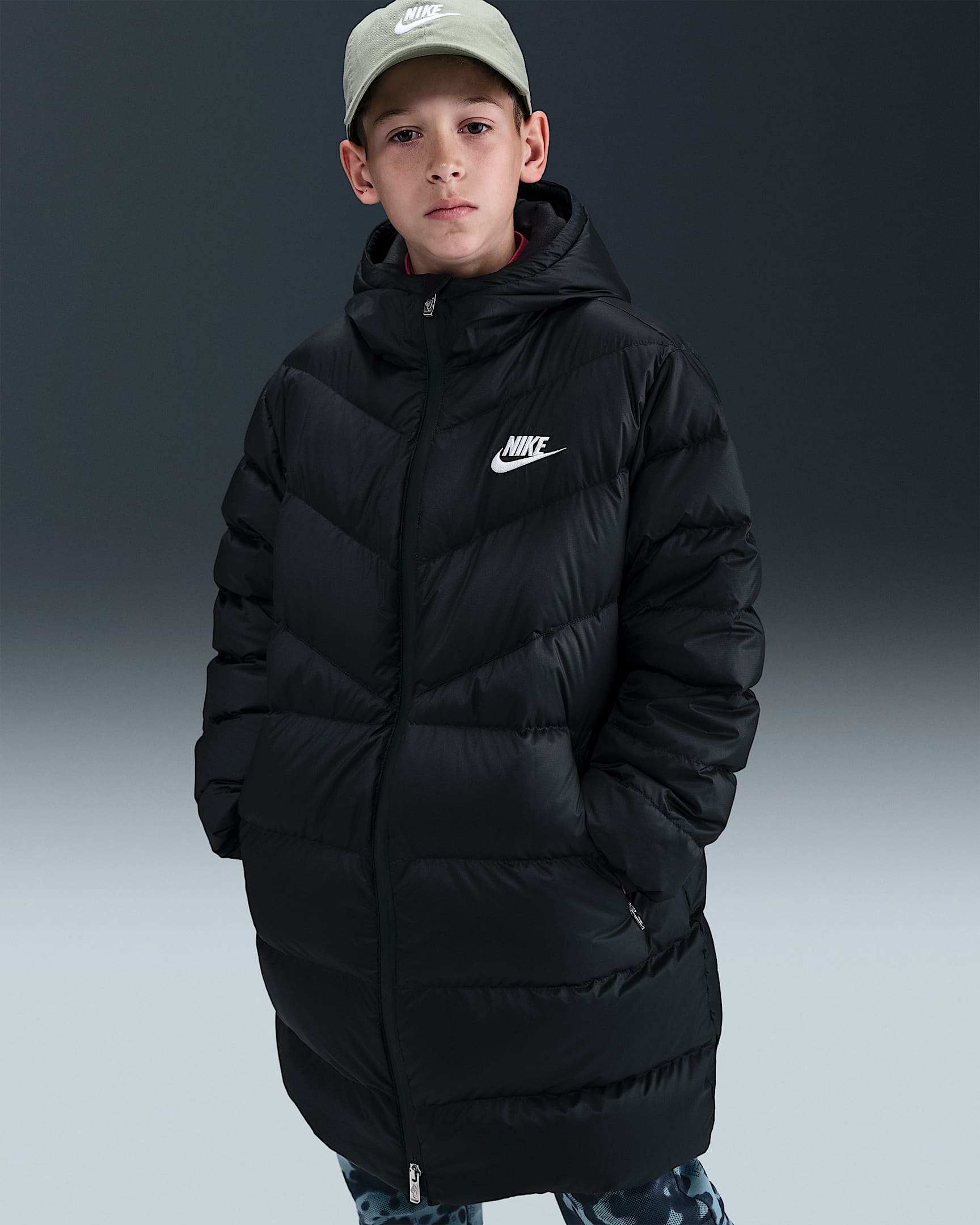 Nike Windrunner 大童拒水羽绒外套 - 黑
