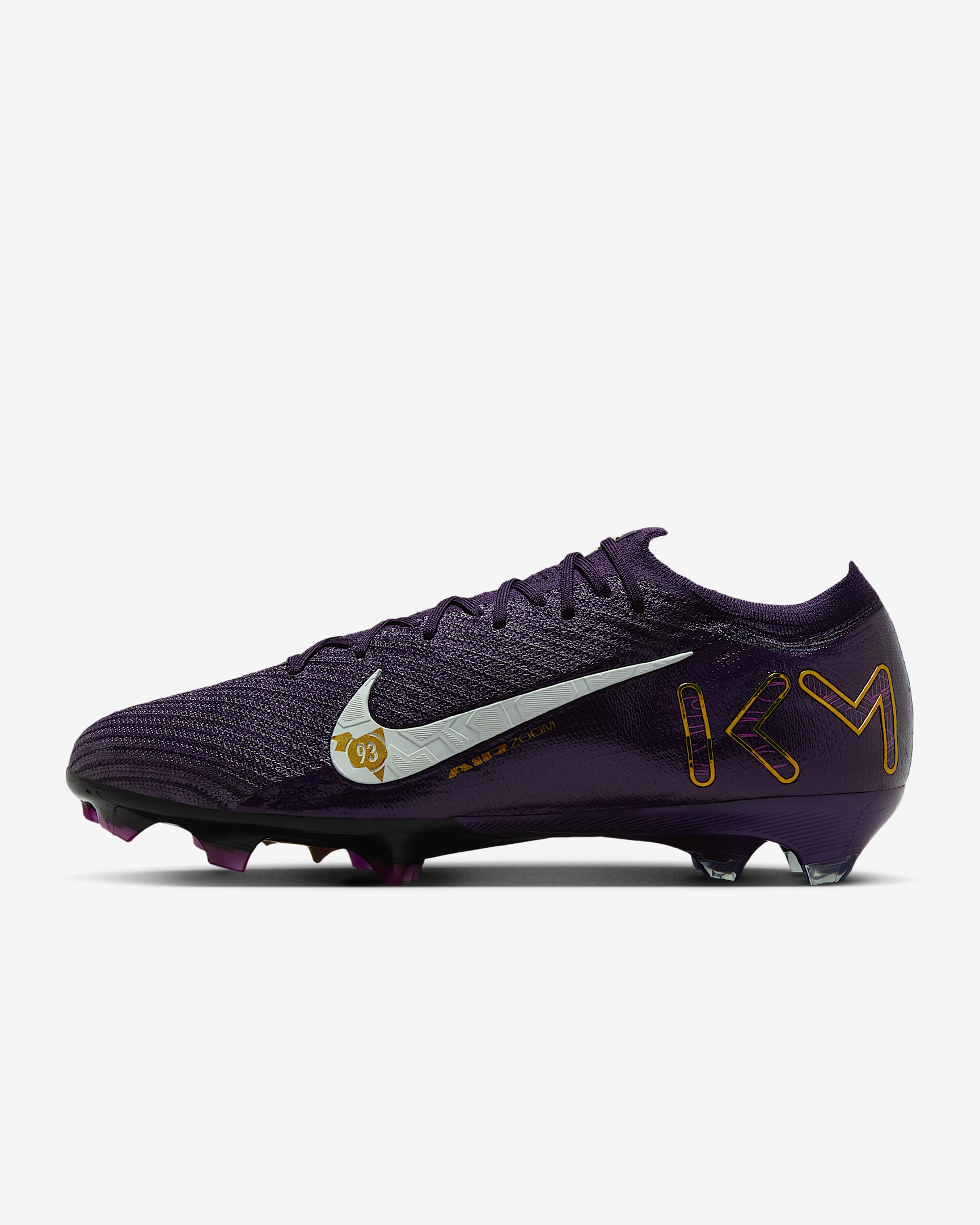 Nike Mercurial Vapor 16 Elite "Kylian Mbappé" 耐克刺客系列姆巴佩男/女天然硬质草地低帮足球鞋 - 华丽紫/淡象牙白