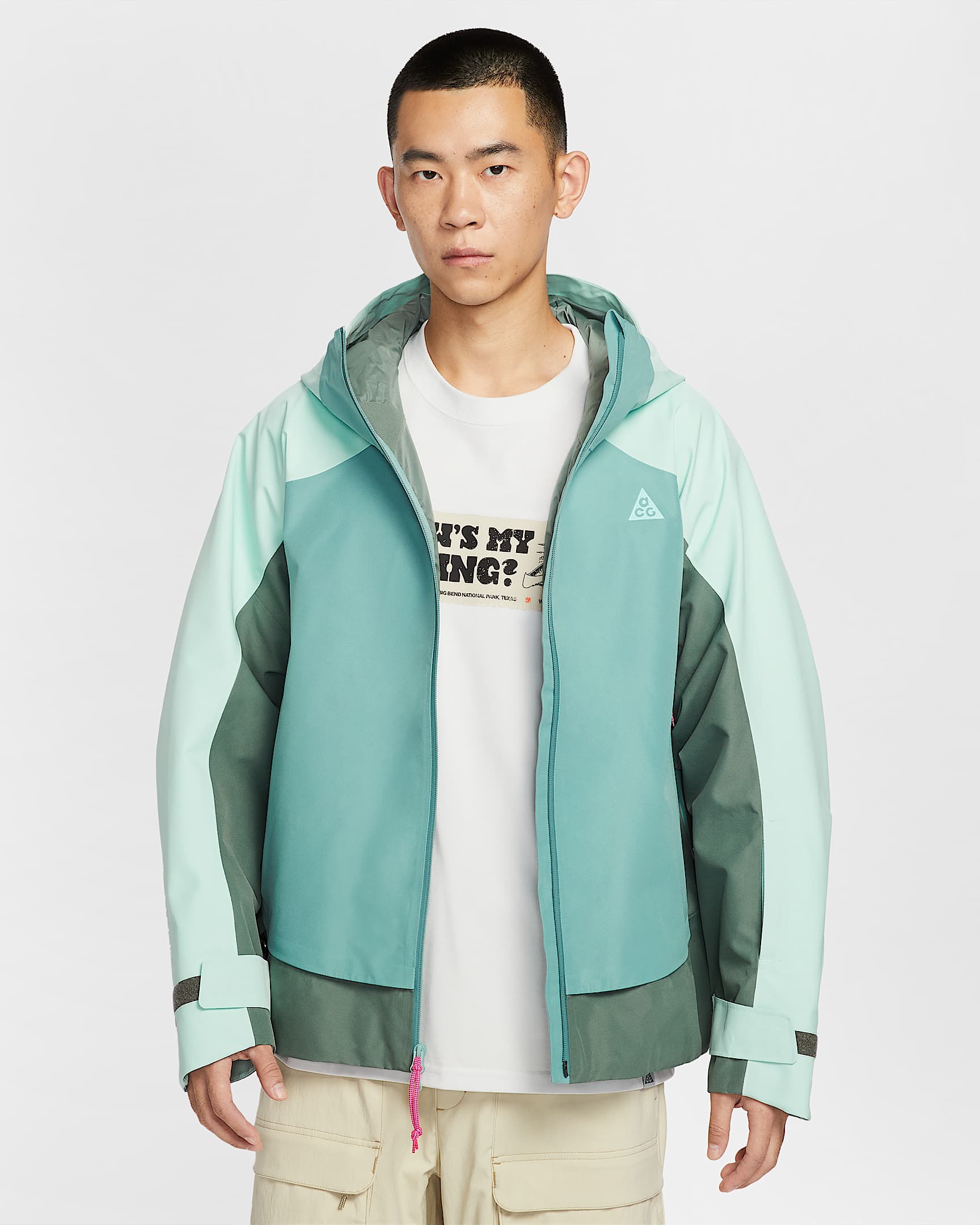 Nike ACG "Mystery Lights" 2L 男子防风防水夹克硬壳冲锋衣 - 泡沫薄荷绿/加农绿/土绿/土绿