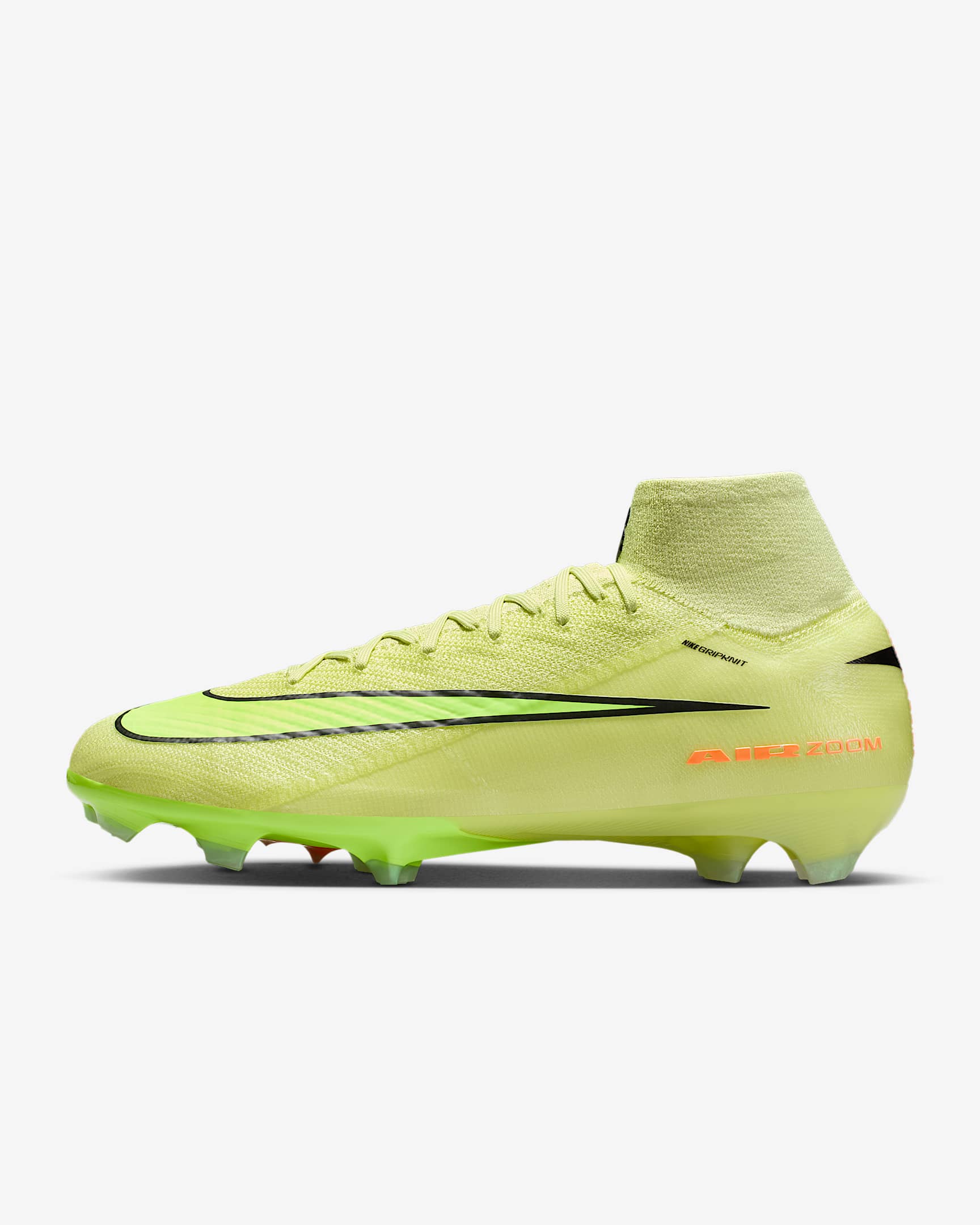 Nike Mercurial Superfly 10 Elite 耐克刺客系列 FG 天然硬质草地高帮足球鞋 - 亮石灰色/橙红/荧光黄