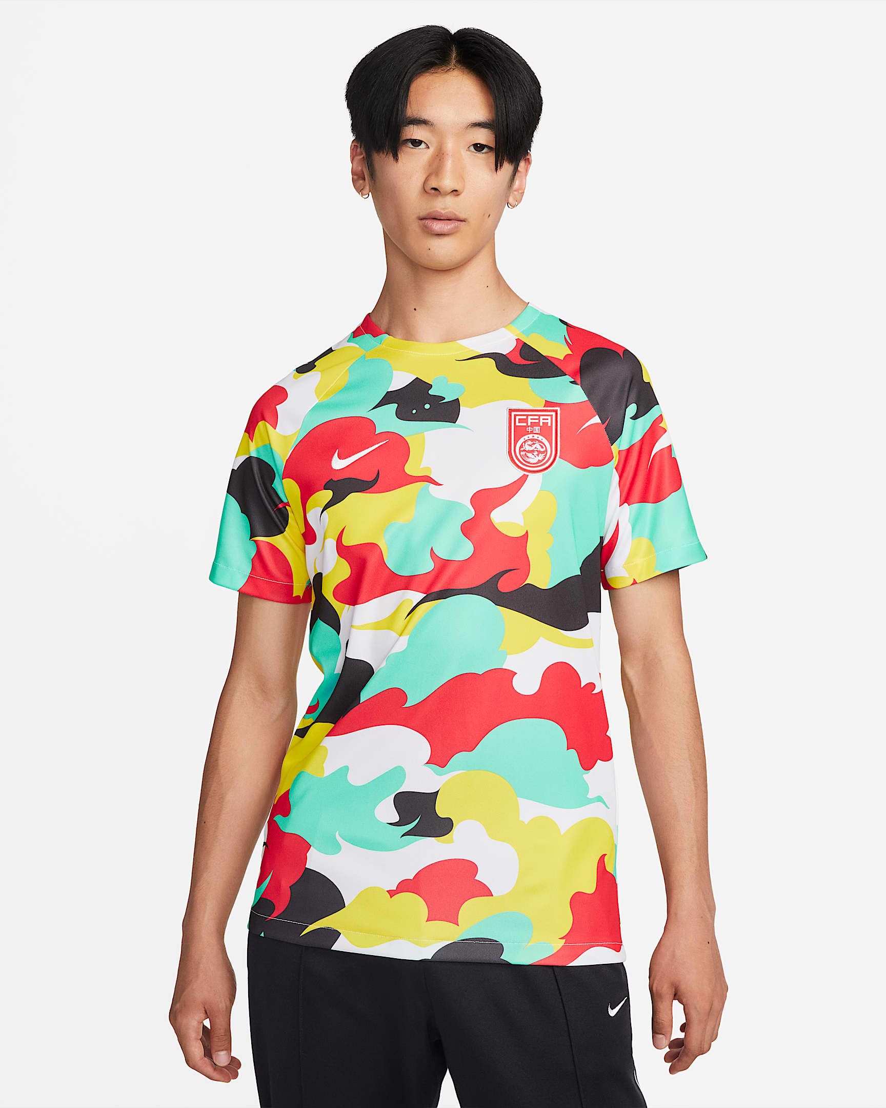 中国队 Nike Dri-FIT 男子速干赛前足球上衣 - 湛黄/黑/白色