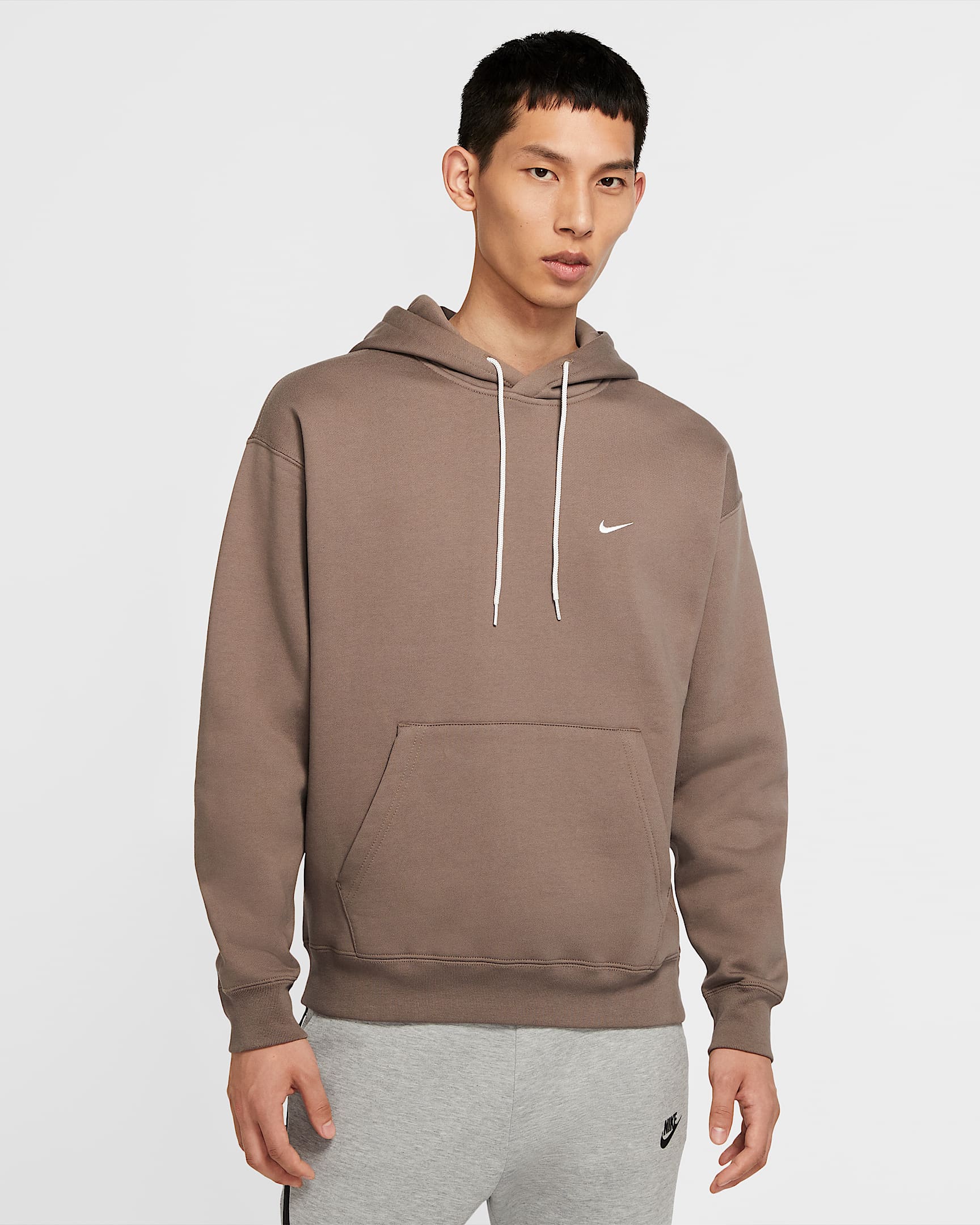 Nike Solo Swoosh 男子加绒连帽衫 - 橄榄灰