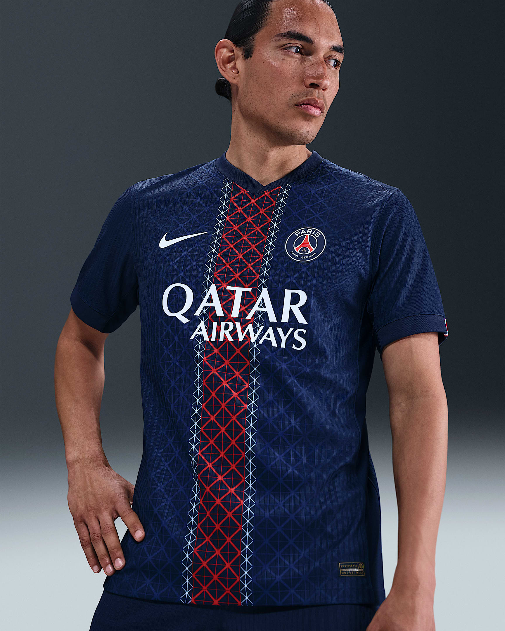 2025/26 赛季巴黎圣日耳曼主场球员版 Nike Dri-FIT ADV 男子速干足球球衣 - 深藏青/深藏青/白色