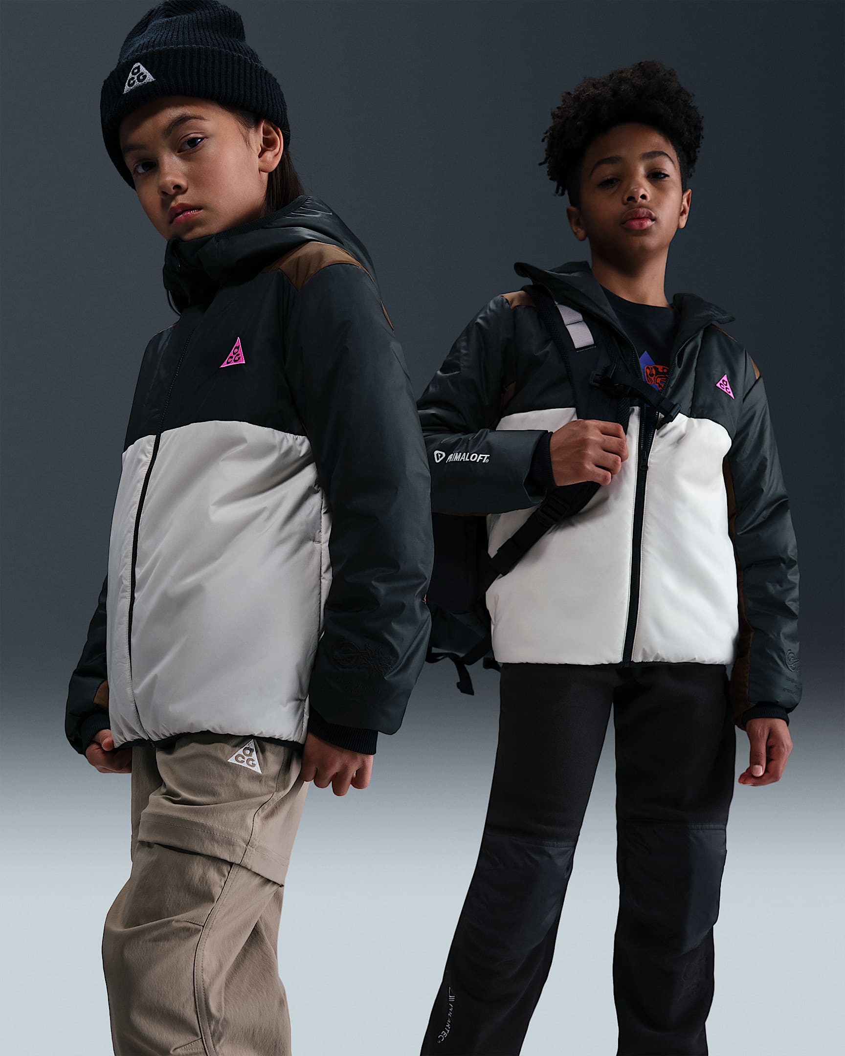 Nike ACG Storm-FIT 大童防风拒水薄绒里料拼接夹克 - 黑