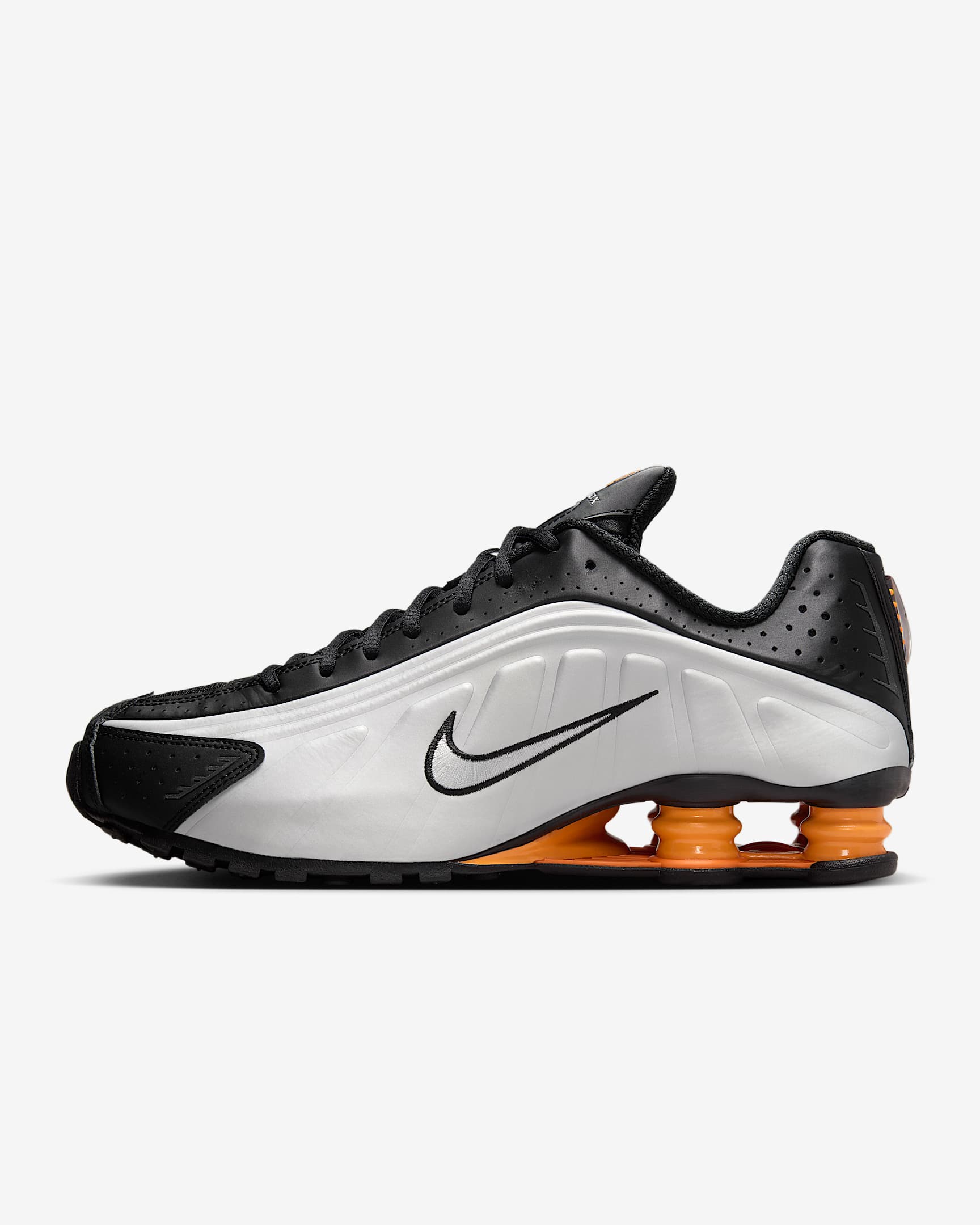 Nike Shox R4 男子气柱运动鞋 - 黑/亮橘/金属银/苍野灰