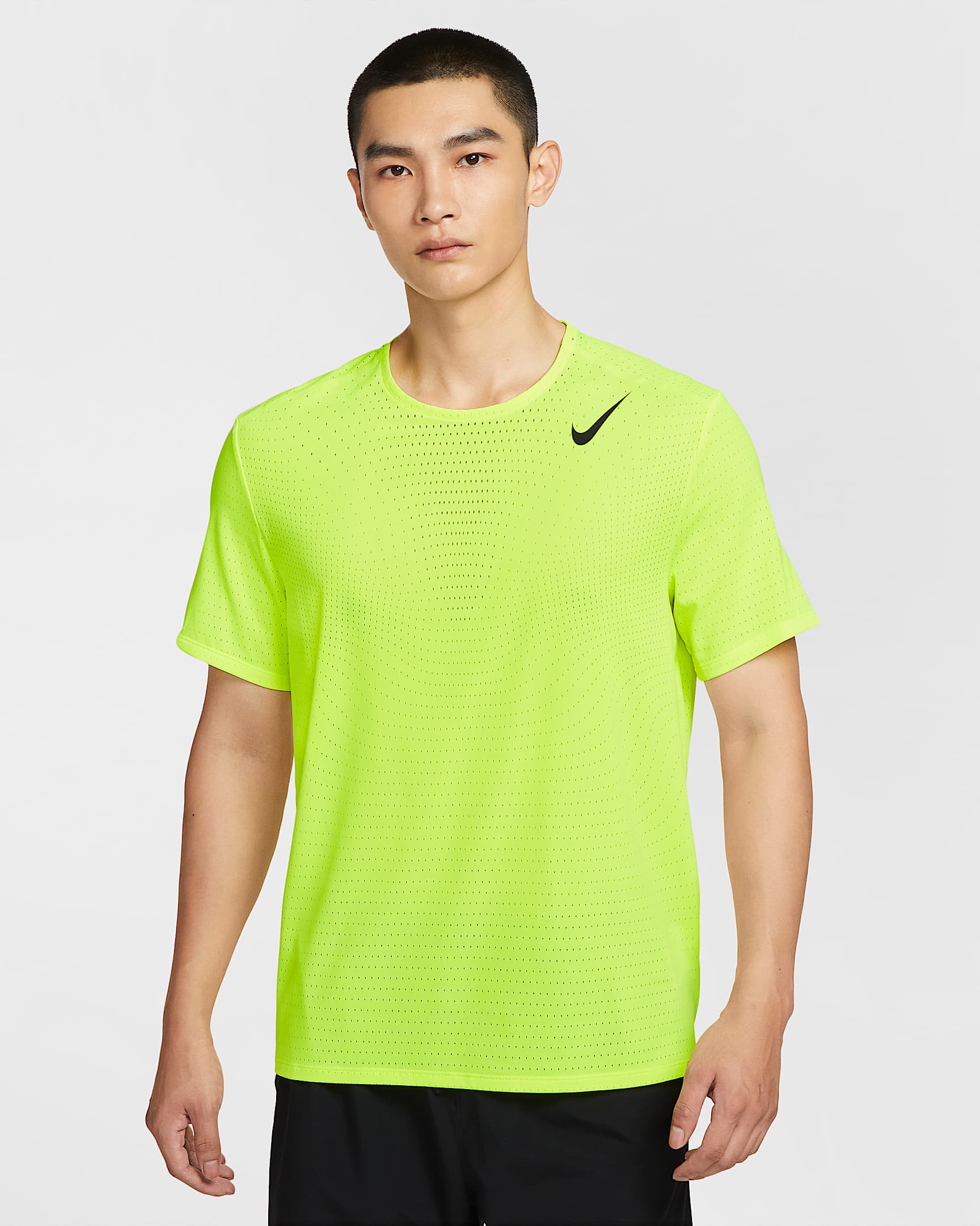 Nike AeroSwift Dri-FIT ADV 男子速干短袖跑步上衣 - 荧光黄/黑