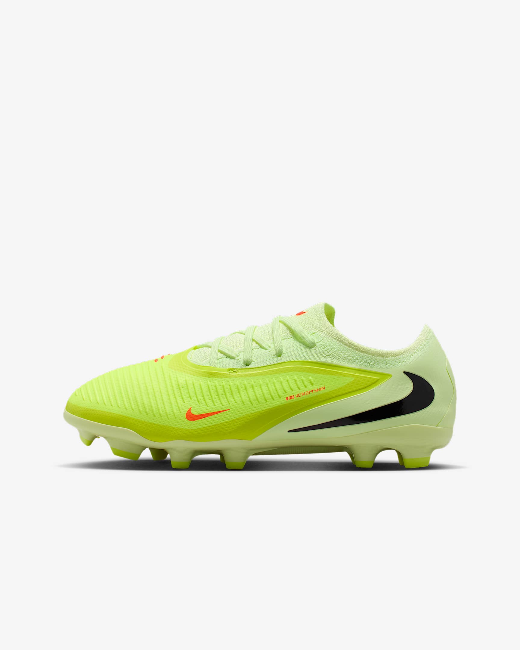 Nike Jr. Phantom 6 Low Pro 耐克暗煞系列大童 MG 多种场地低帮足球鞋 - 橙红/亮石灰色/黑