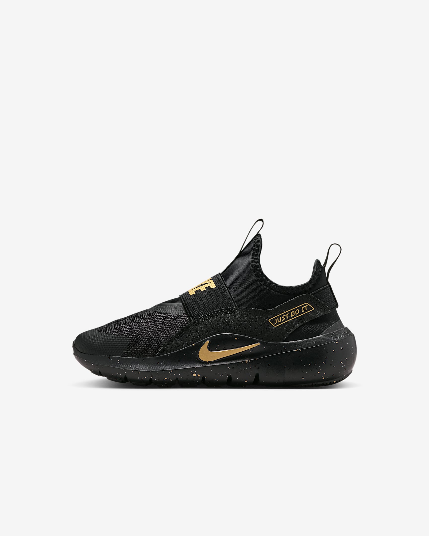 Nike Flex Runner 4 幼童一脚蹬运动鞋 - 黑/黑/金属色