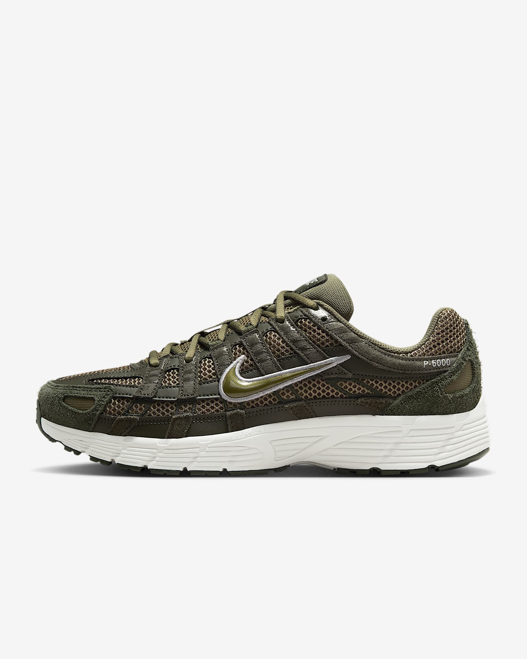Nike P-6000 SE 男子复古跑鞋风运动鞋 - 红杉绿/幻影灰白/金属银/中橄榄绿
