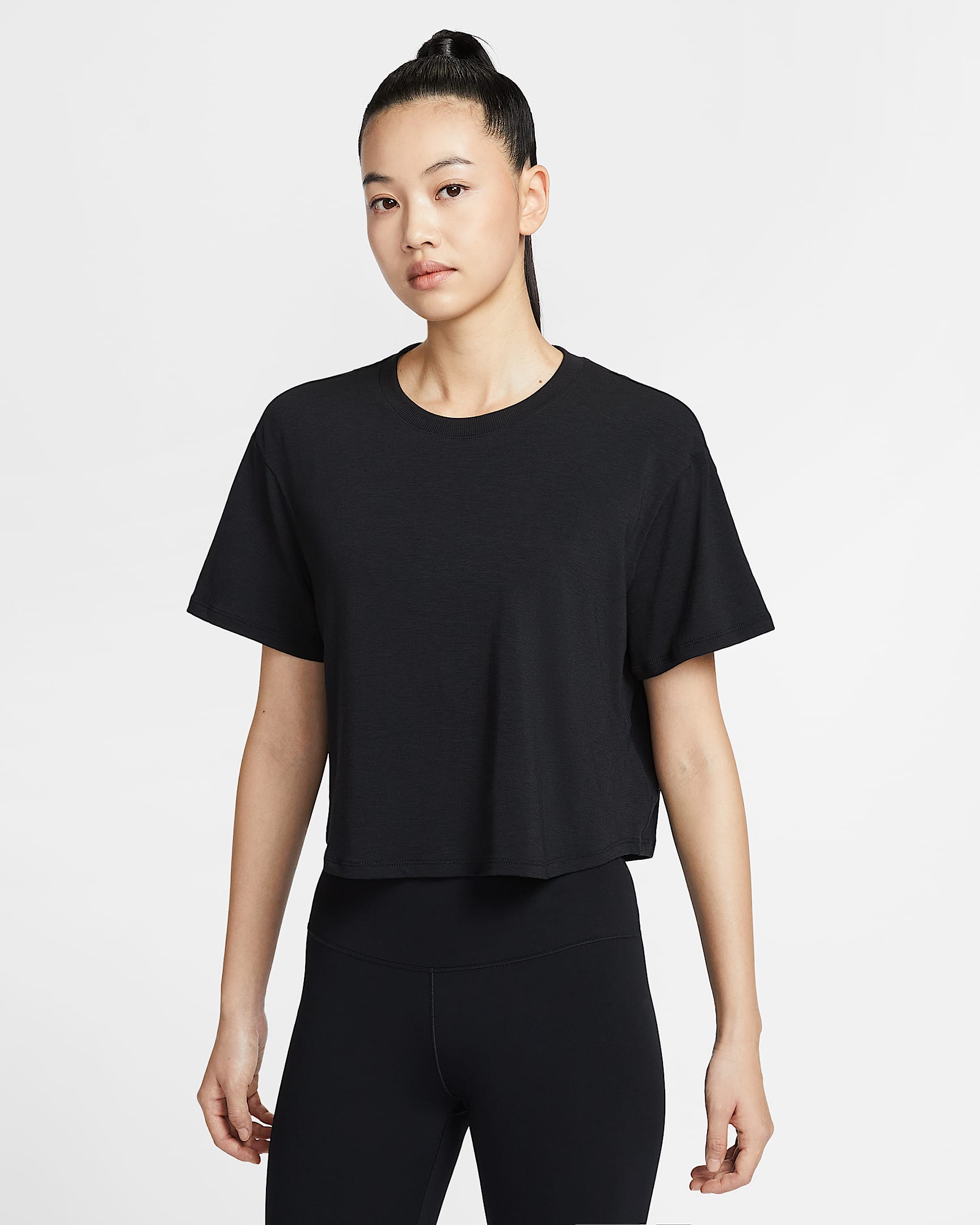 Nike One Relaxed Dri-FIT 女子速干短款短袖上衣 - 黑/清透色