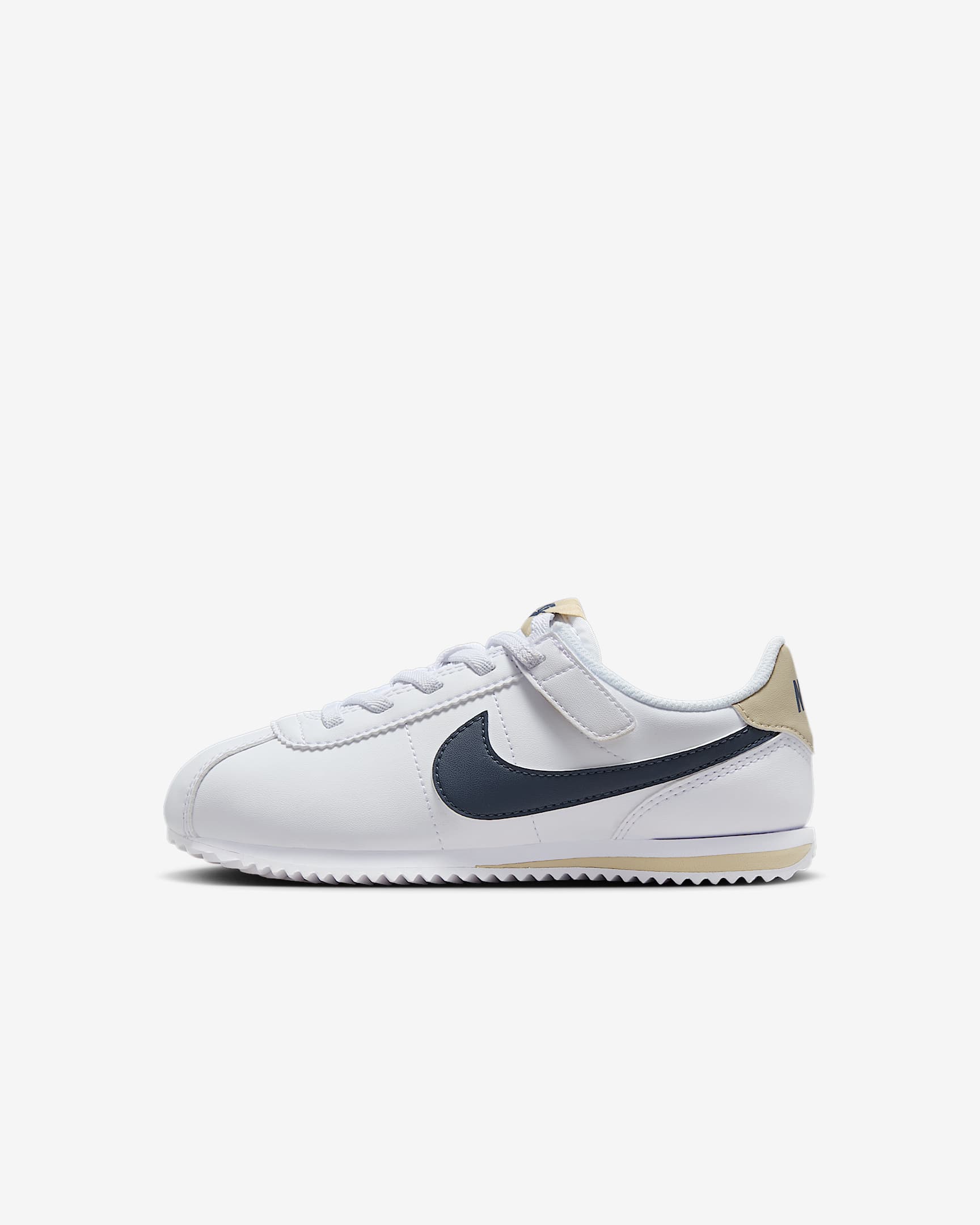 Nike Cortez EasyOn 幼童魔术贴易穿脱复古运动鞋(亲子款) - 白色/沙漠卡其/闪电蓝