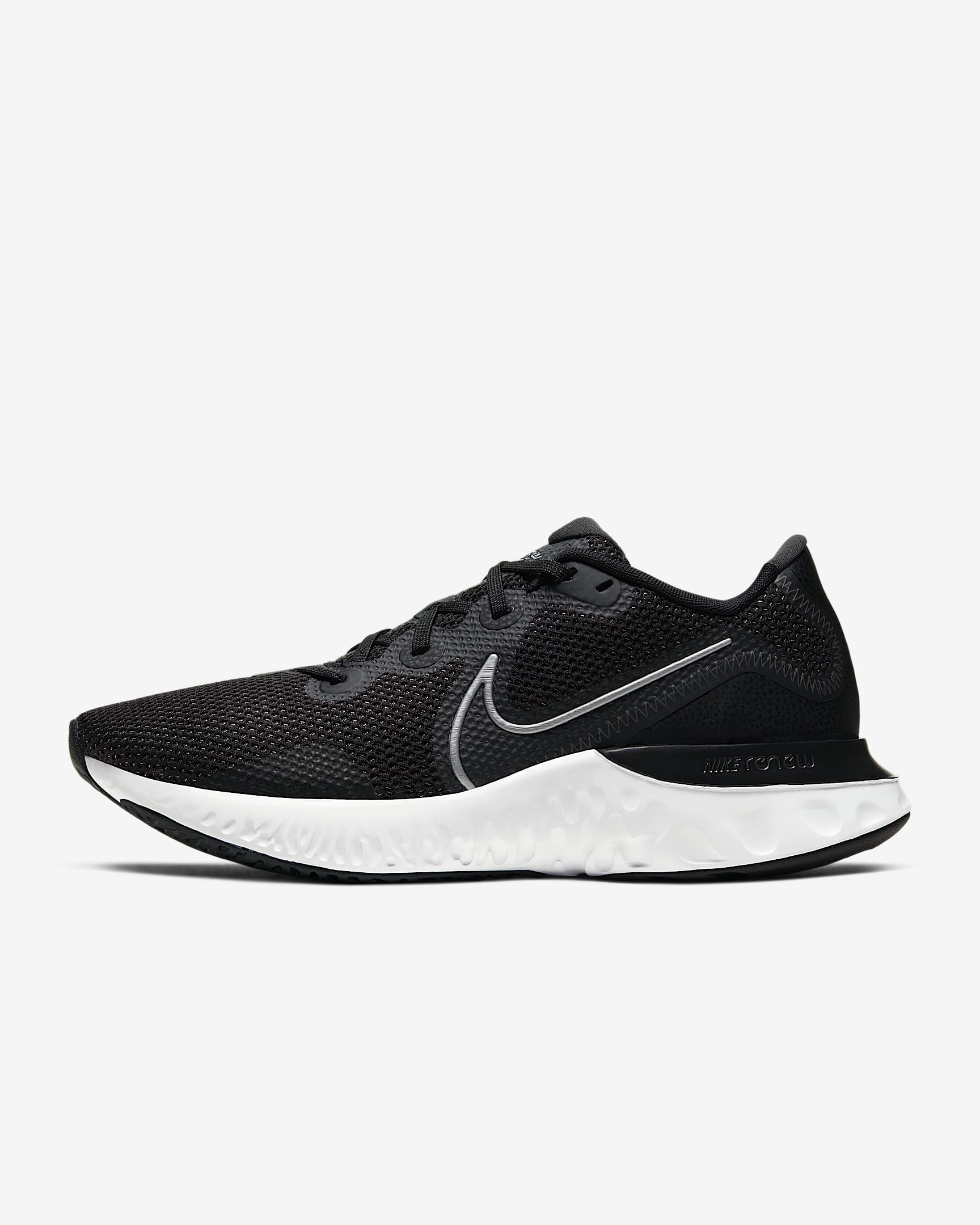 Nike Renew Run 男子跑步鞋 - 黑/白色/暗烟灰/金属银