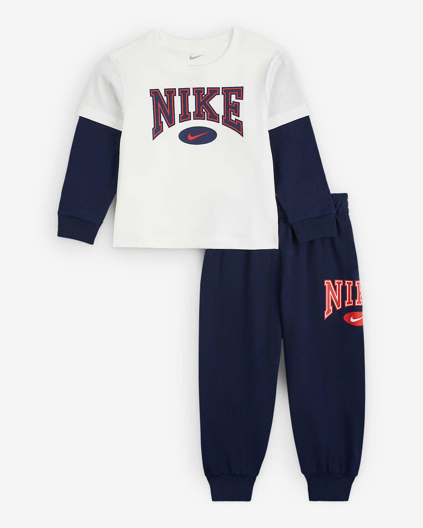 Nike Essentials 婴童长袖T恤和长裤套装 - 深藏青