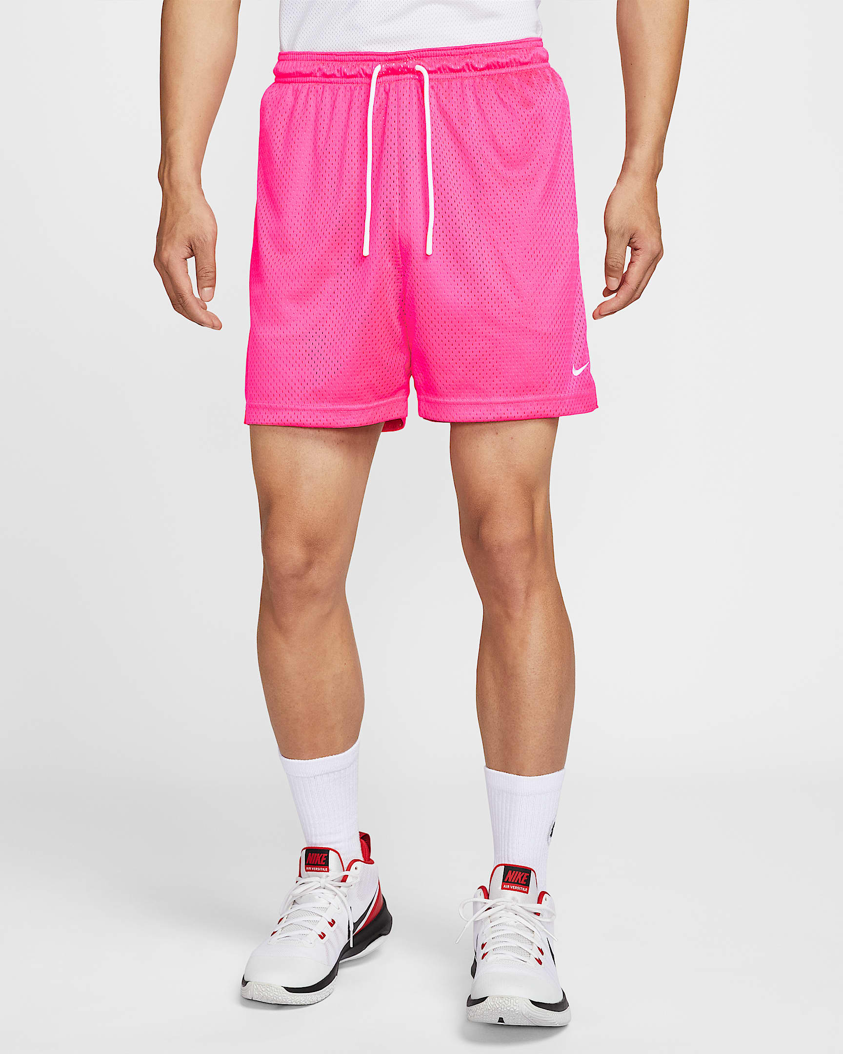 Nike Dri-FIT 男子速干网眼布篮球短裤 - 透明粉/白色