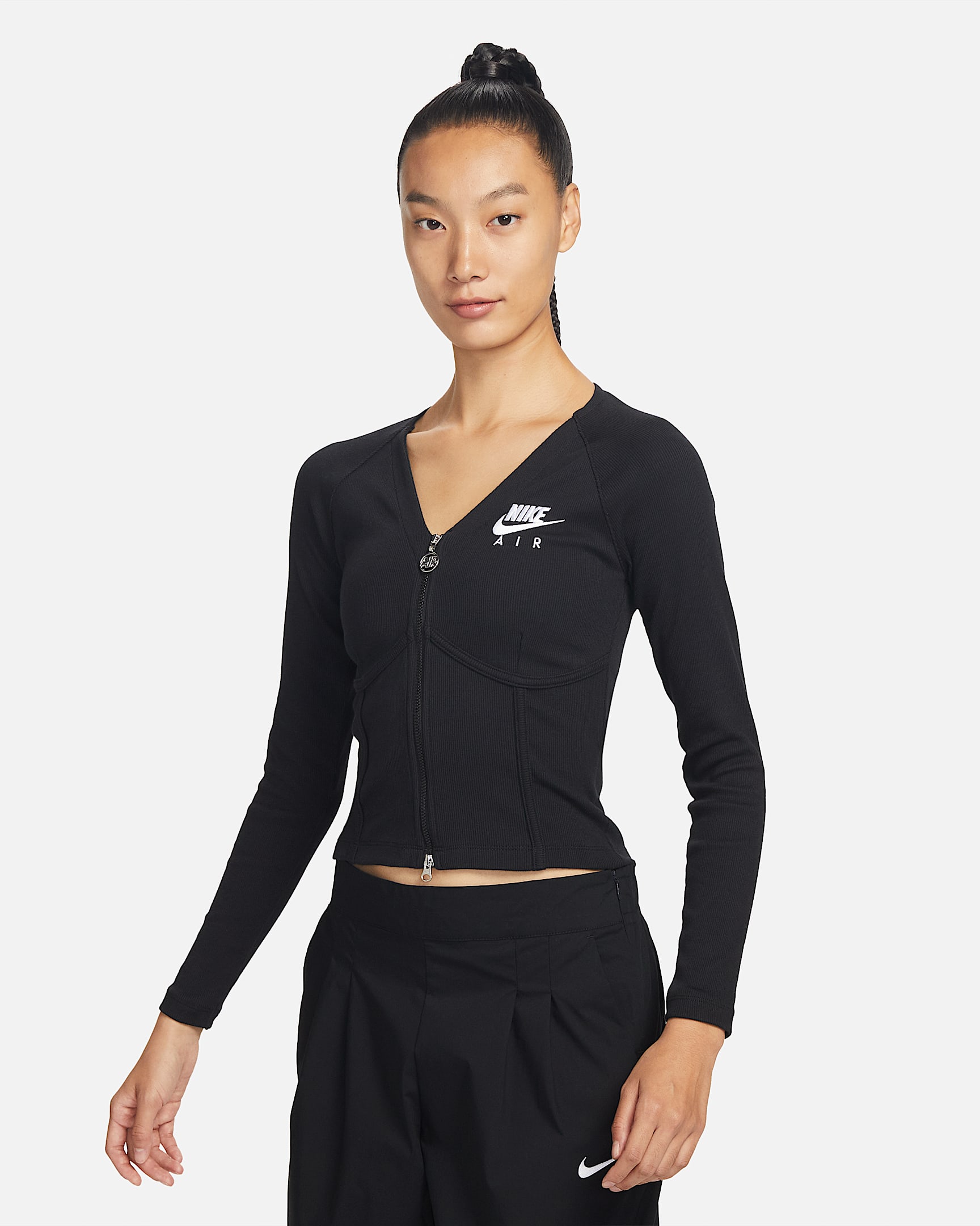 Nike Sportswear 女子长袖拉链开襟上衣鱼骨衣 - 黑