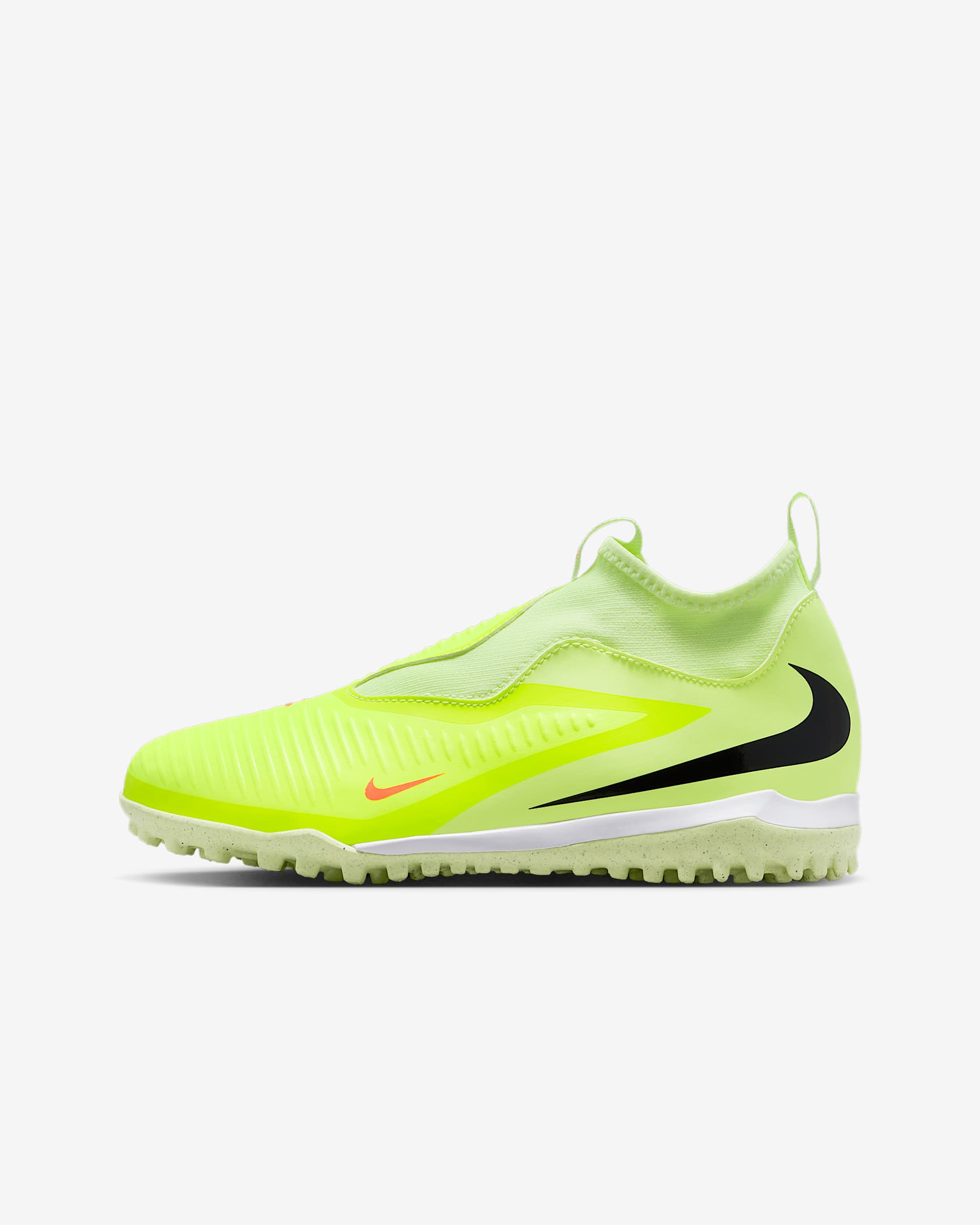 Nike Jr. Phantom 6 High Academy 耐克暗煞系列大童 TF 人造场地高帮足球鞋 - 橙红/亮石灰色/黑