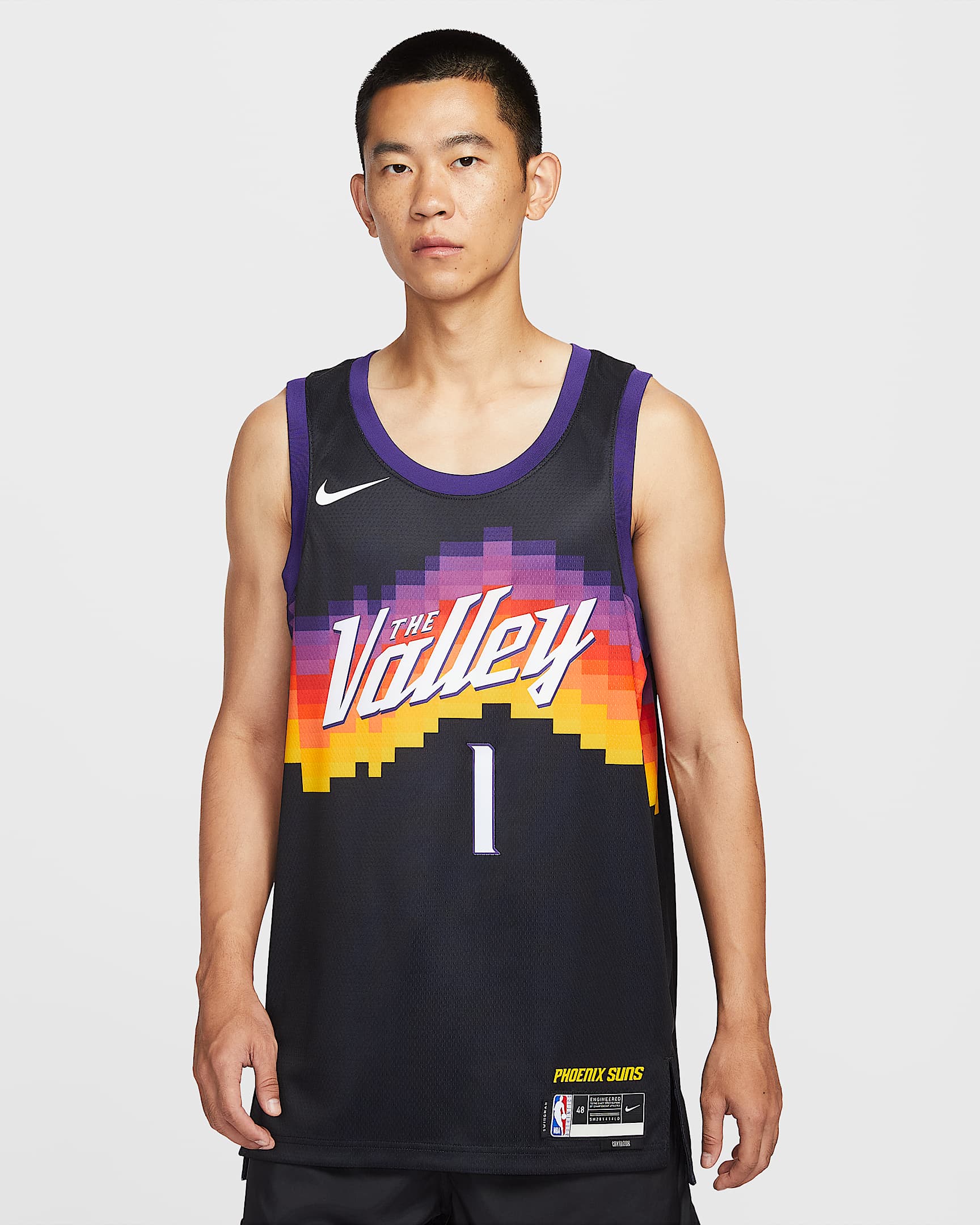 菲尼克斯太阳队德文·布克 (Devin Booker) City Edition Nike NBA Swingman Jersey 男子速干球衣 - 黑