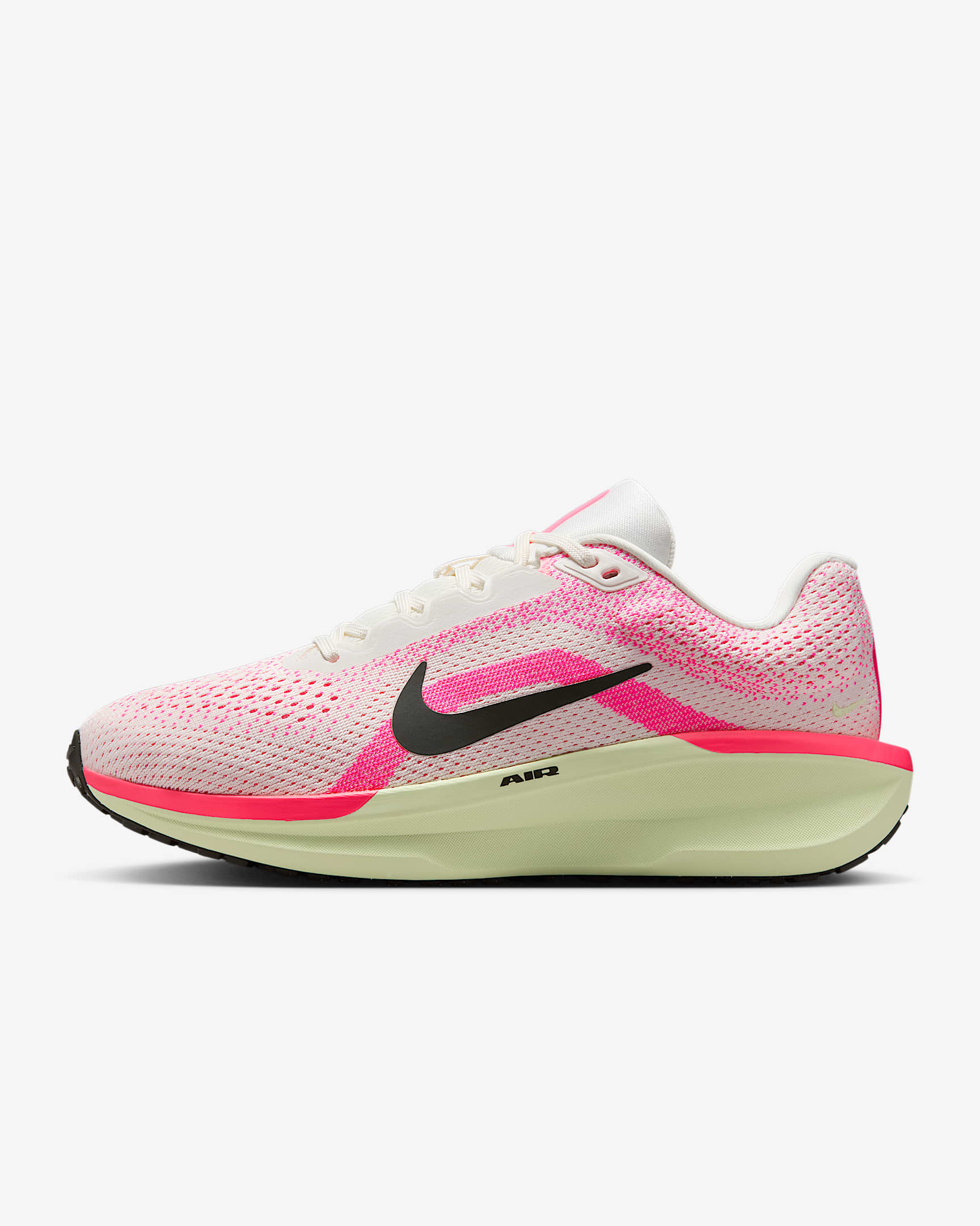 Nike Winflo 11 女子公路跑步鞋 - 帆白/透明粉/亮深红/红杉绿