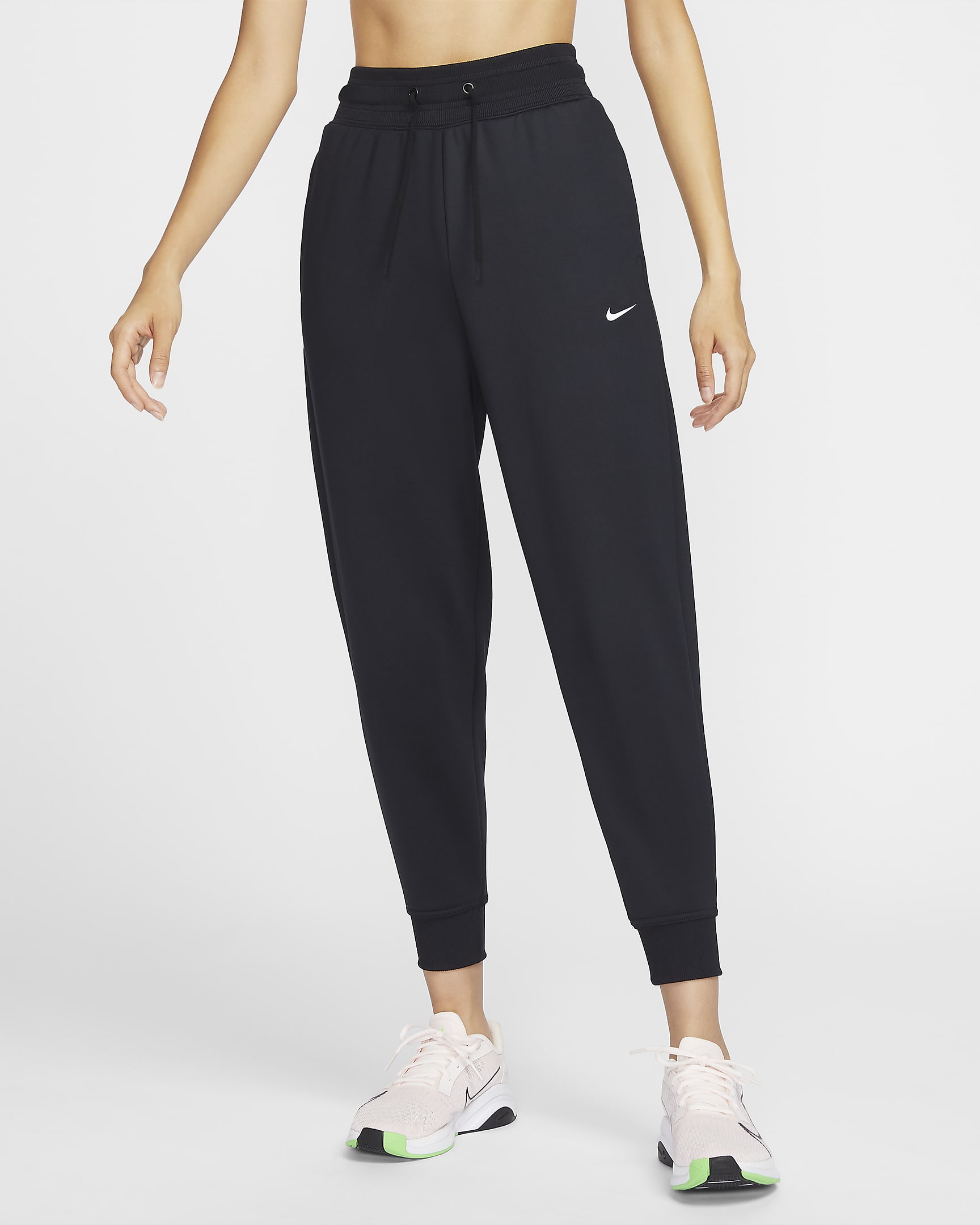 Nike Therma-FIT One 女子高腰加绒九分裤 - 黑/白色