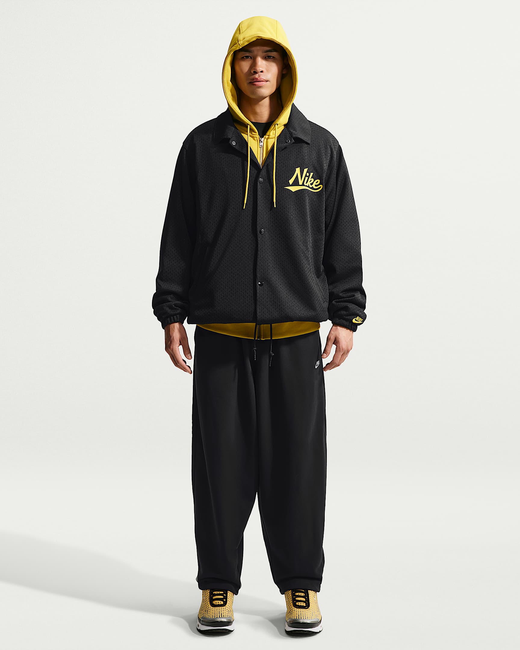 Nike Sportswear Club 男子 Oversize 风法式毛圈长裤 - 黑/黑/白色