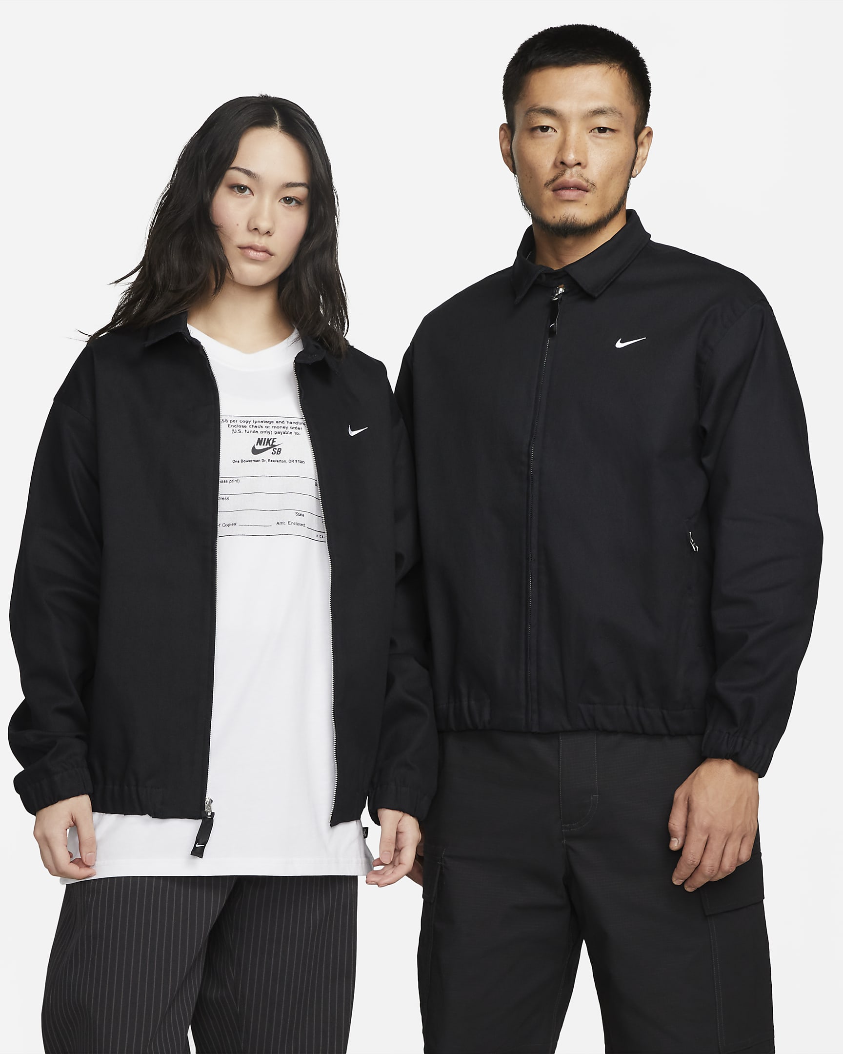 Nike SB 男/女滑板夹克 - 黑/白色