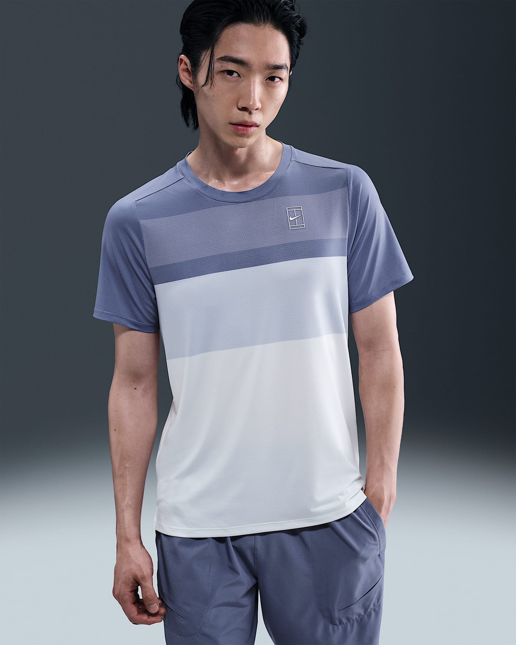 NikeCourt Advantage 男子速干网球上衣 - 世界靛青/白色