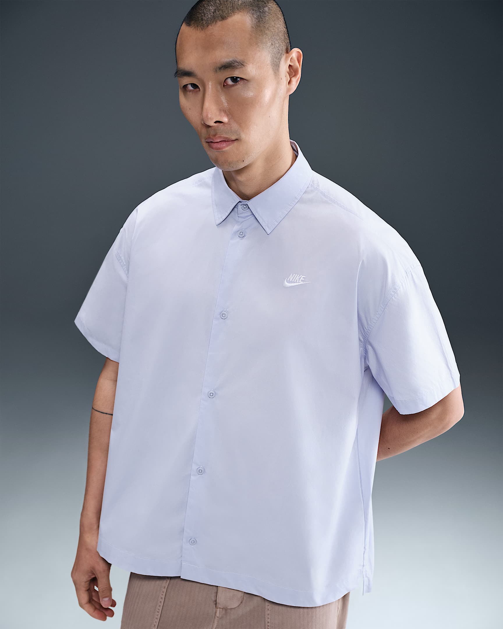 Nike Club 男子短袖纽扣衬衫 - 幻影/白色