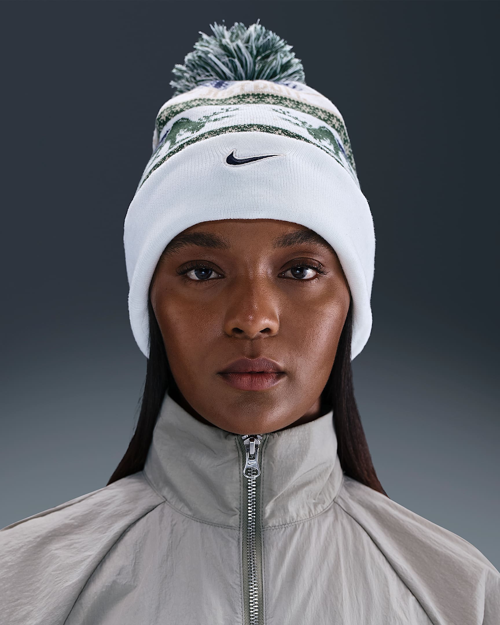 Nike Peak 冬季款针织帽 - 帆白/冷杉绿/深藏青/深藏青