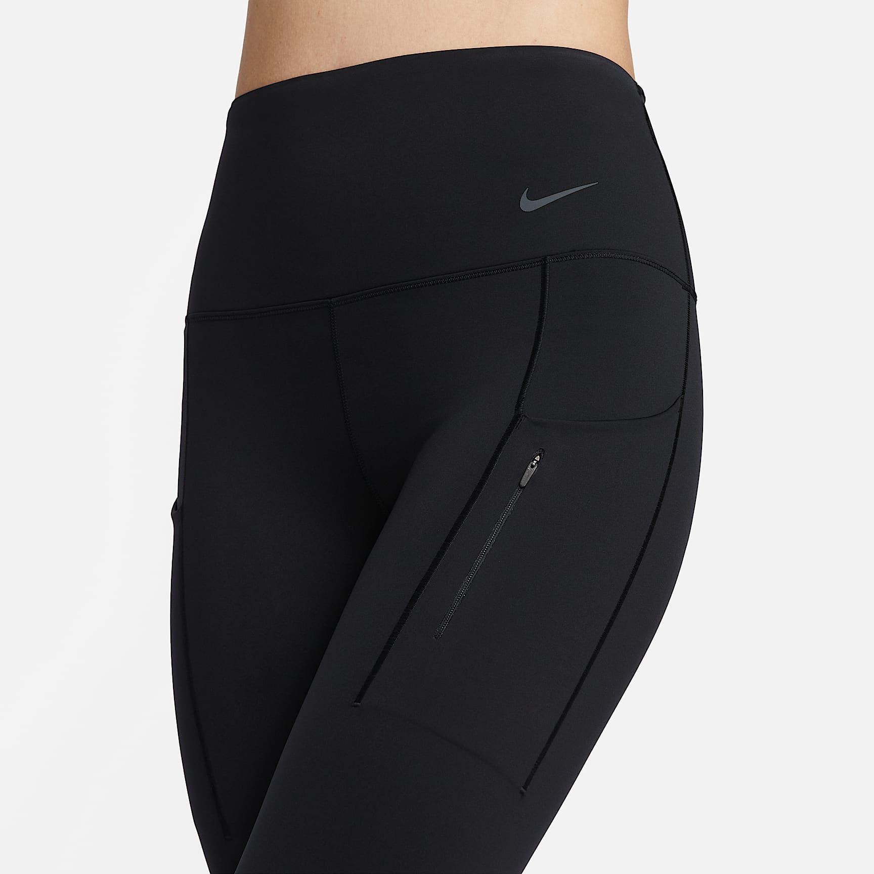 Nike Go Therma-FIT 女子高腰口袋九分紧身裤 - 黑/黑