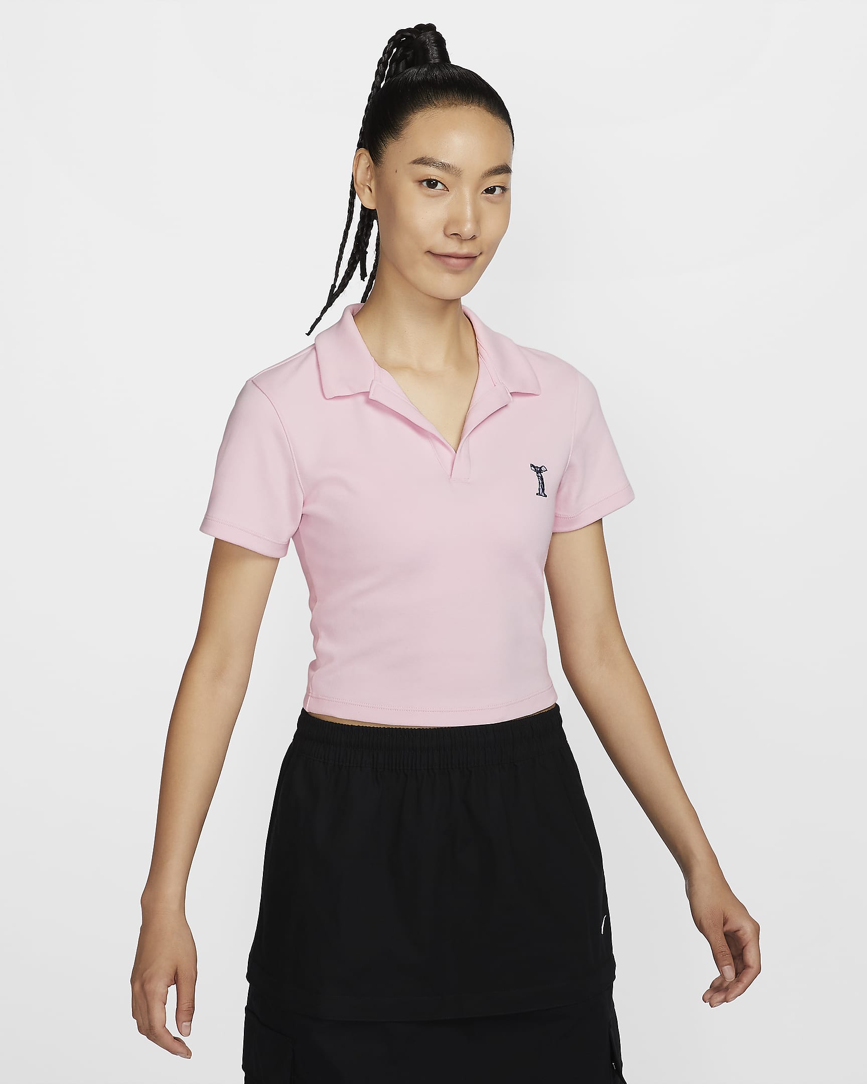 Nike Sportswear 女子短袖翻领上衣 - 泡沫粉/深藏青/深藏青