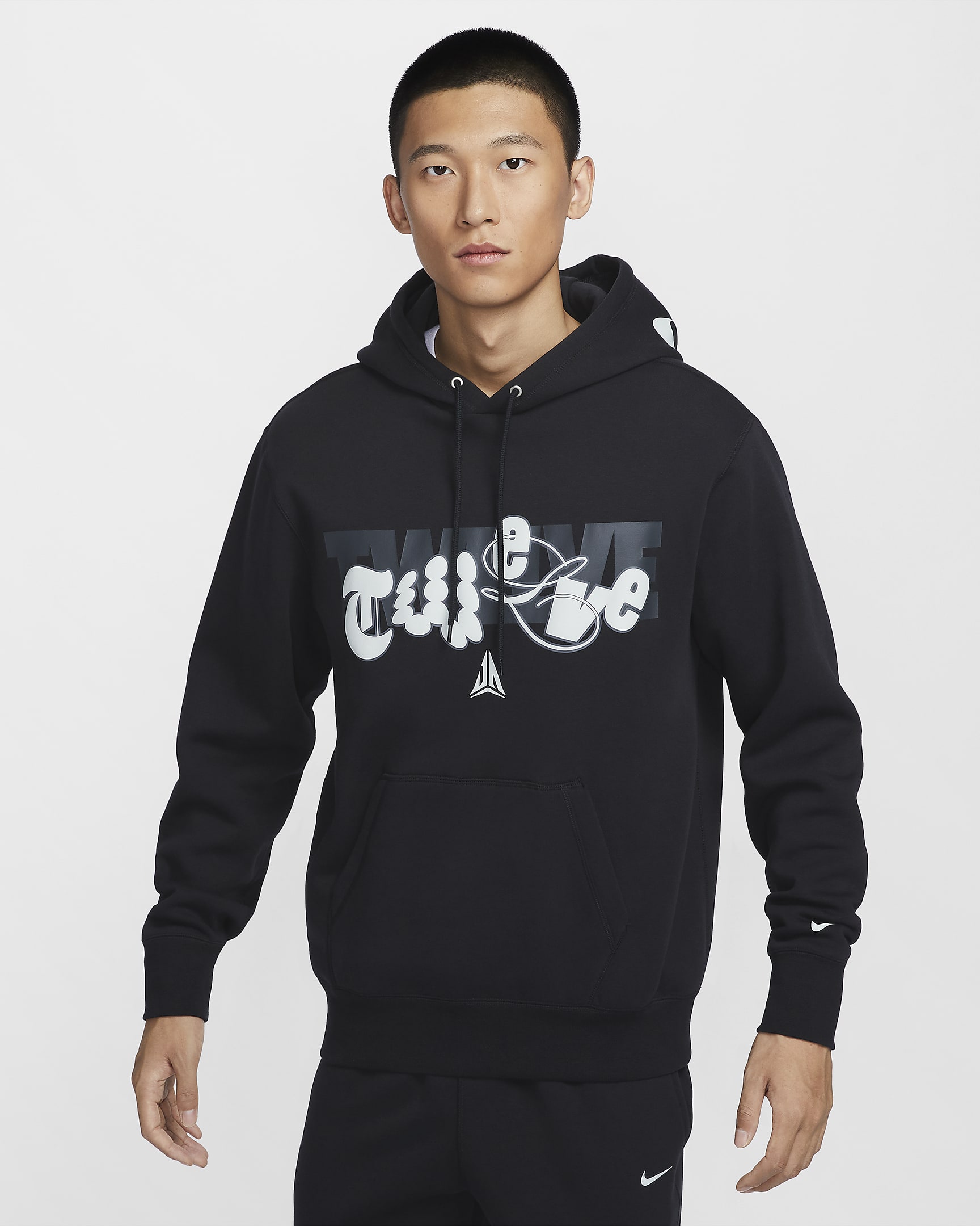 Ja Club Fleece 莫兰特男子加绒篮球连帽衫 - 黑/浅银