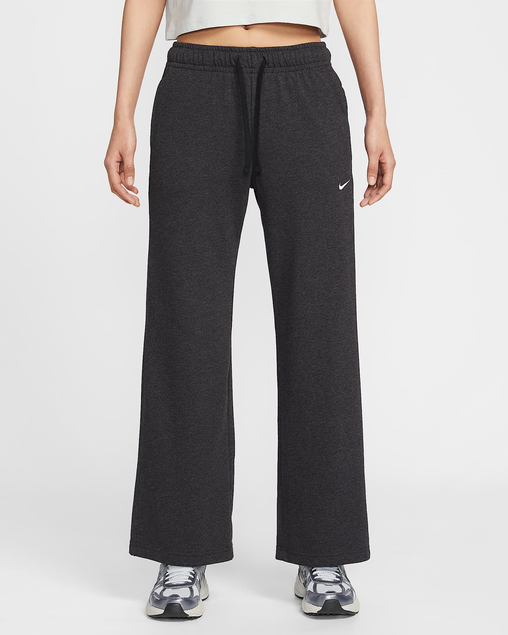 Nike Sportswear 女子针织中腰阔腿运动裤 - 调色黑