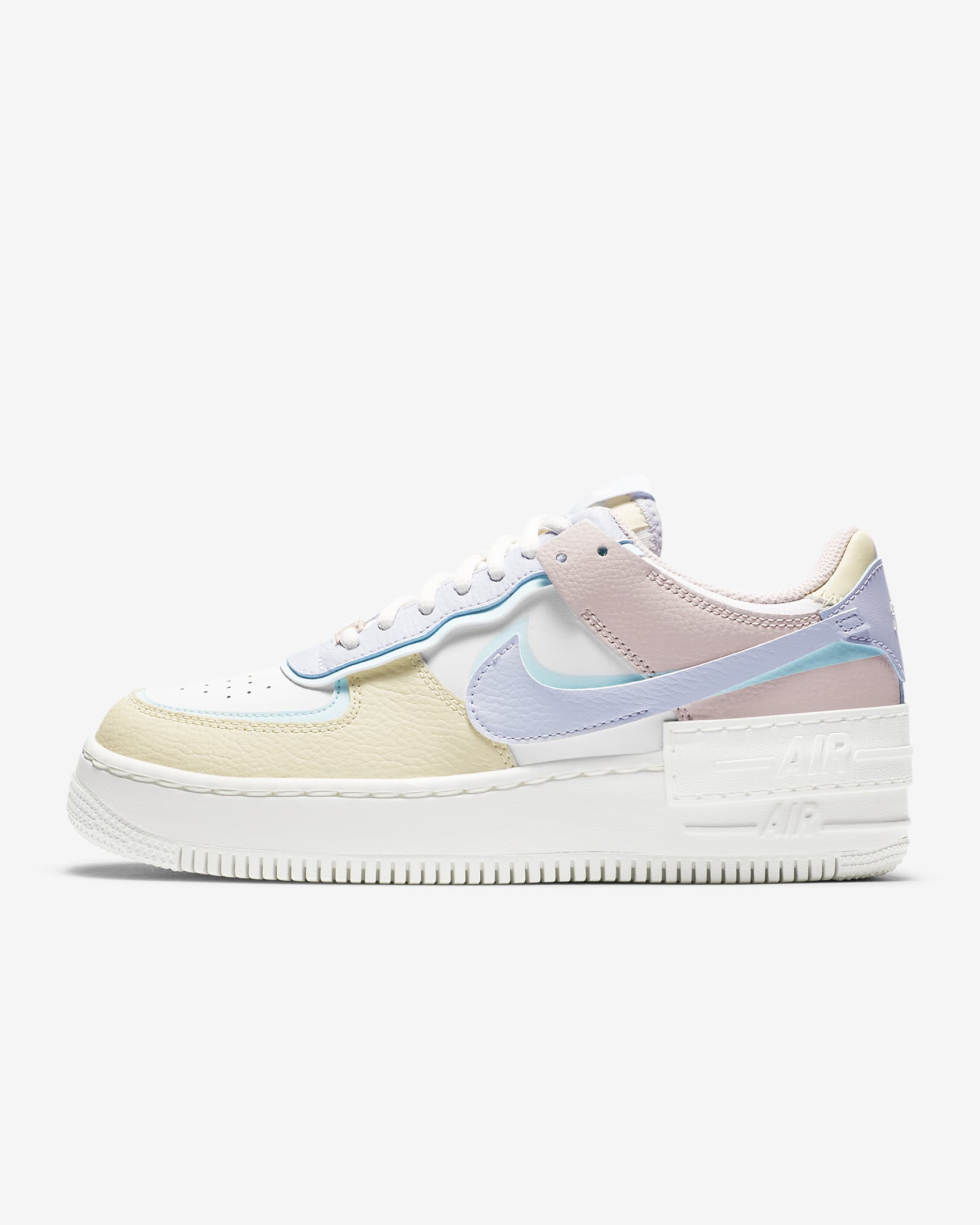Nike Air Force 1 Shadow 女子空军一号厚底运动鞋轻盈板鞋 - 山峰白/冰川蓝/化石灰/幻影