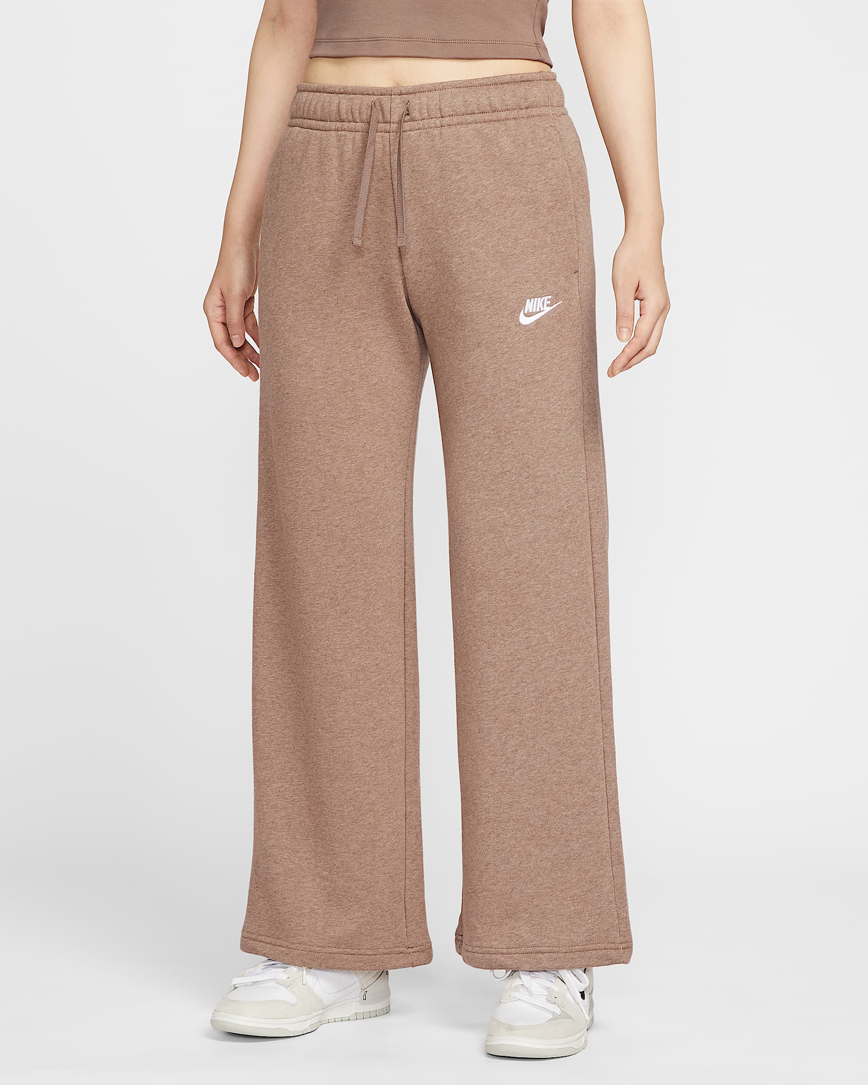 Nike Sportswear Club Fleece 女子中腰阔腿薄绒运动裤 - 貂棕/调色/白色