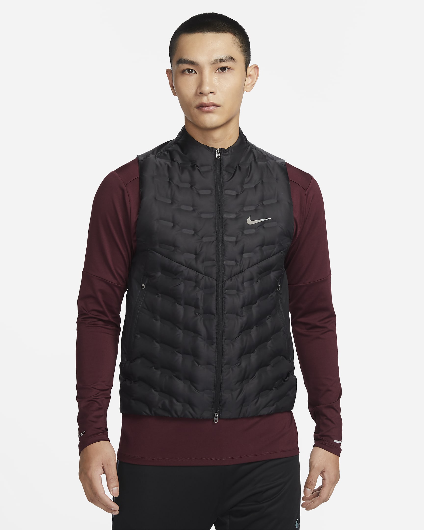 Nike Therma-FIT ADV Repel 男子羽绒拼接拒水跑步马甲 - 黑
