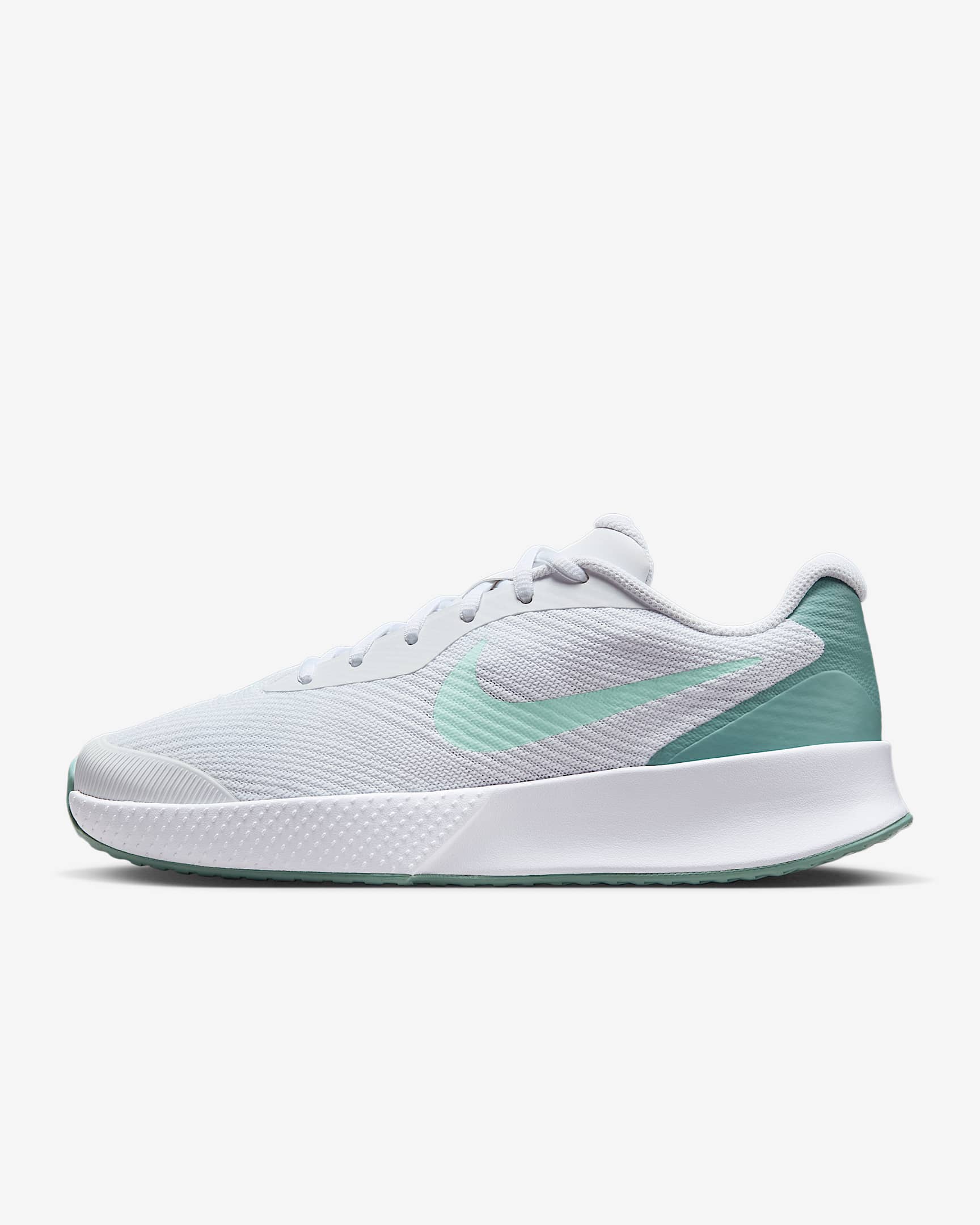 Nike Vapor Lite 3 女子硬地球场网球鞋 - 白色/大炮灰/泡沫薄荷绿