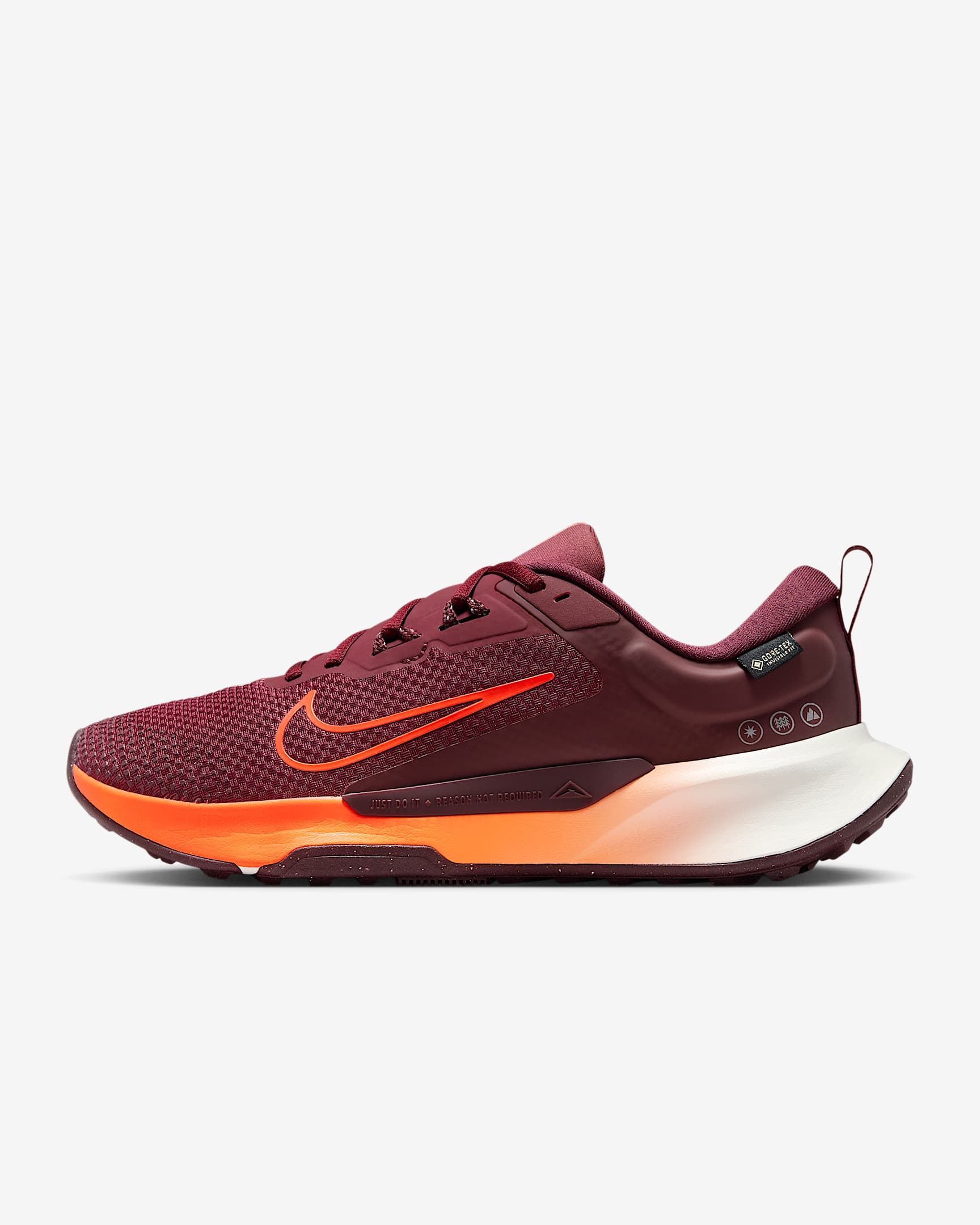 Nike Juniper Trail 2 GORE-TEX 女子防水越野跑步鞋 - 暗队红/鲜亮勃艮第酒红/帆白/橙红