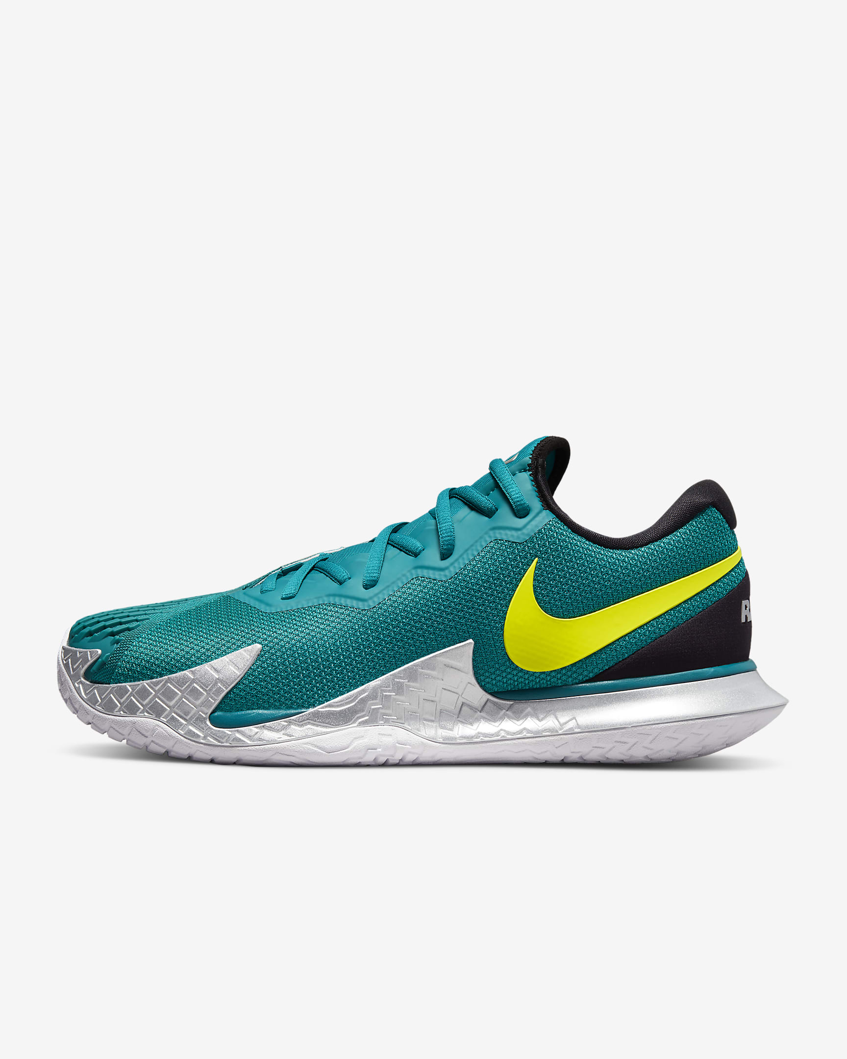 NikeCourt Zoom Vapor Cage 4 Rafa 纳达尔男子硬地球场网球鞋 - 亮杉木绿/黑/白色/原子绿