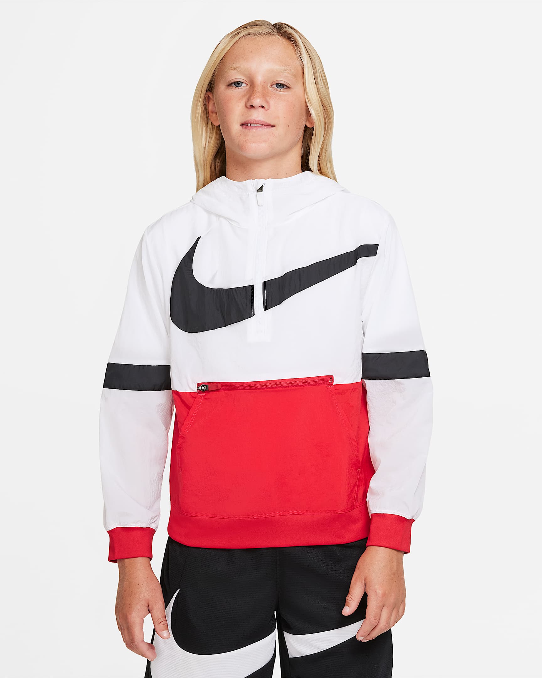 Nike Crossover 大童(男孩)篮球上衣 - 白色/大学红/黑/黑