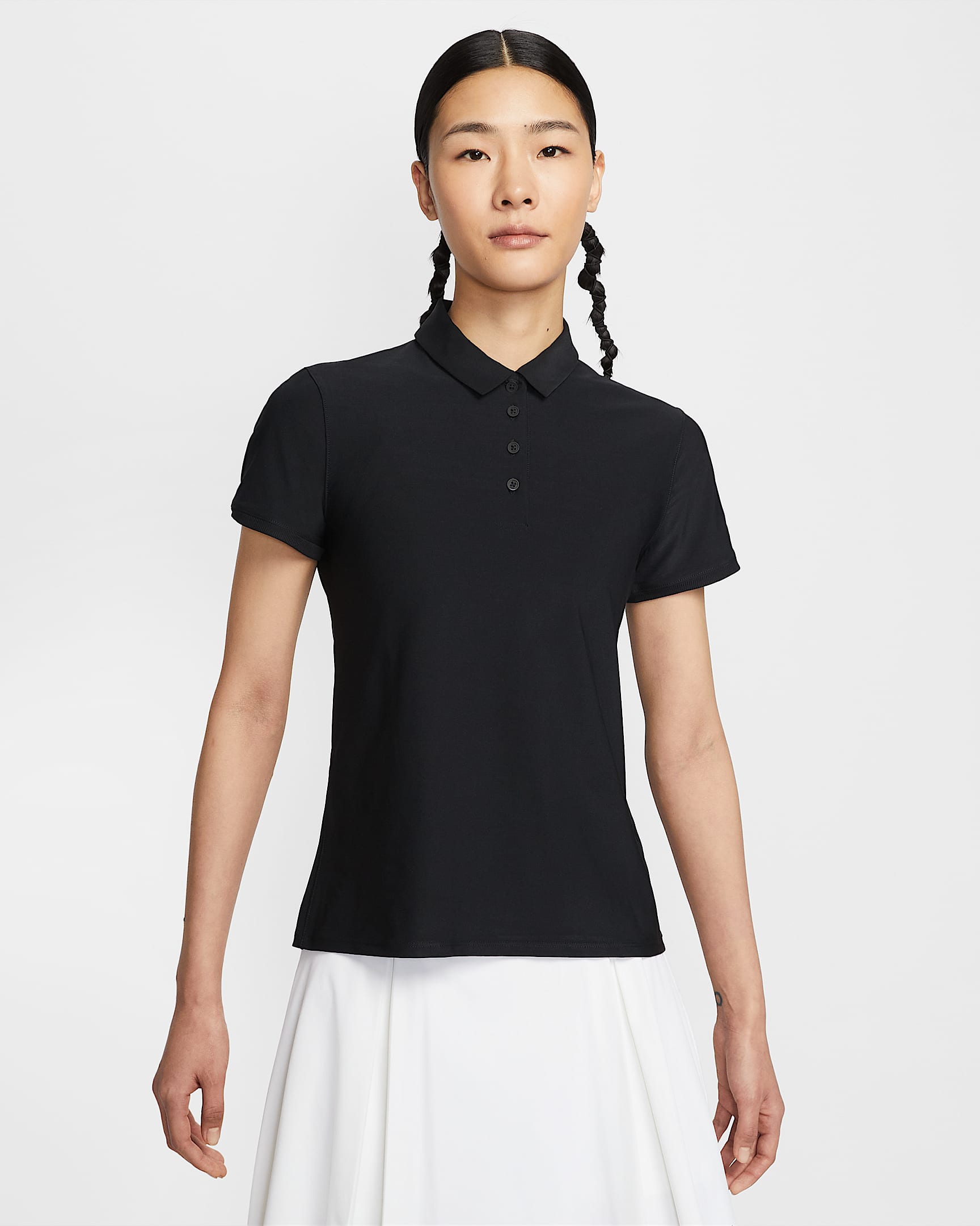 Nike Victory Dri-FIT 女子速干短袖高尔夫翻领T恤 - 黑/白色