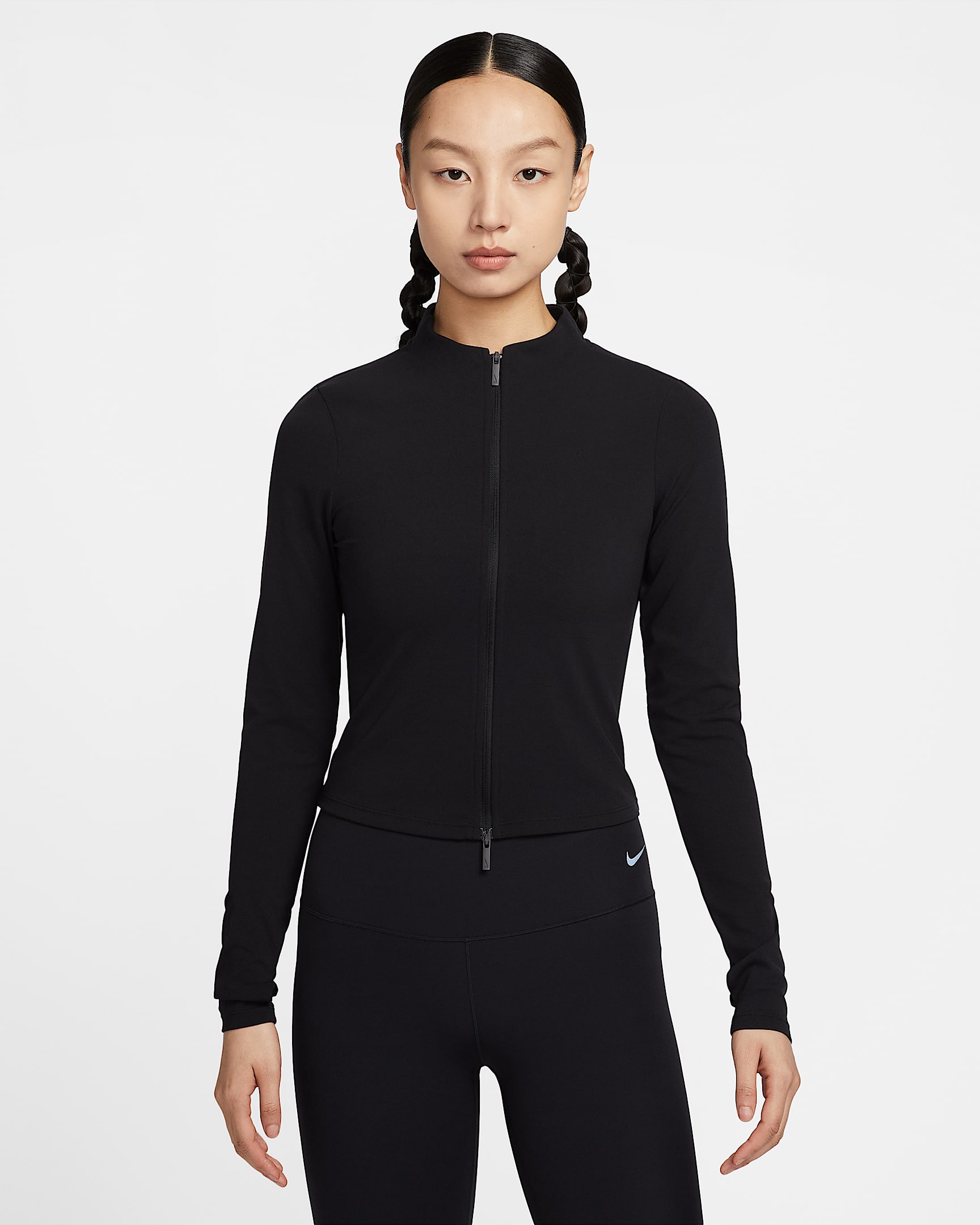 Nike Zenvy Dri-FIT 女子速干全长拉链开襟长袖上衣 - 黑/冷灰